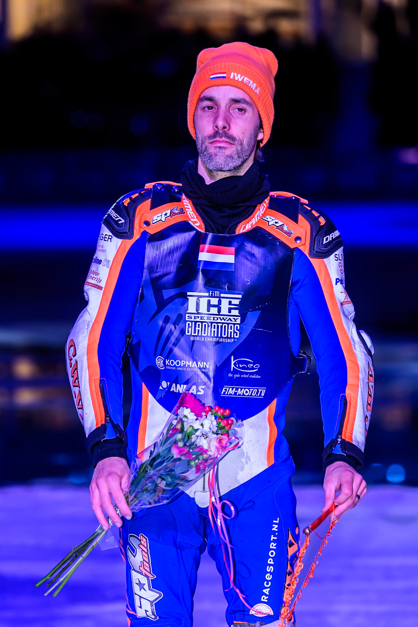 Jasper Iwema (800) of The Netherlands during the FIM Ice Speedway Gladiators World Championship Final 3 at Ice Rink Thialf, Heerenveen on Saturday 11th April 2026. (Photo: Ian Charles | MI News)