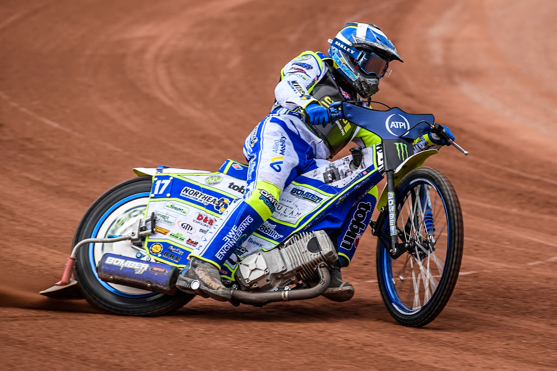 Reserve Chris Harris (17) of Great Britain in practice during the ATPI FIM Speedway Grand Prix Round 4 at the National Speedway Stadium, Manchester, on Friday 6th June 2025. (Photo: Ian Charles | MI News)