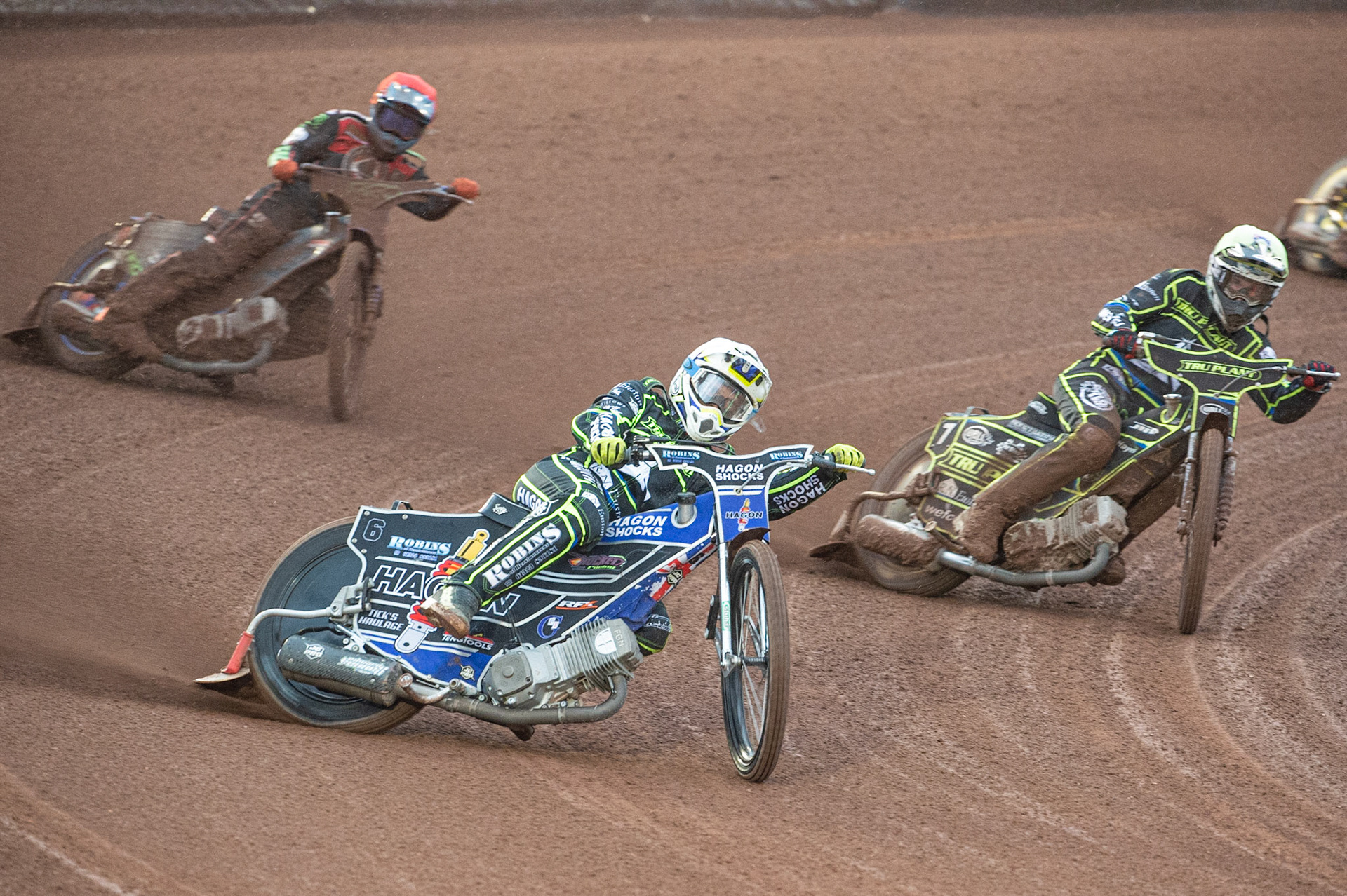 Photo by Ian Charles

Edward Kennett  (White) and Jake Allen  (Yellow) lead Dimitri Bergé  (Red)


Belle Vue Aces v Ipswich Witches, British Speedway Premiership, Belle Vue National Speedway Stadium, Manchester, Monday 8  July  2019