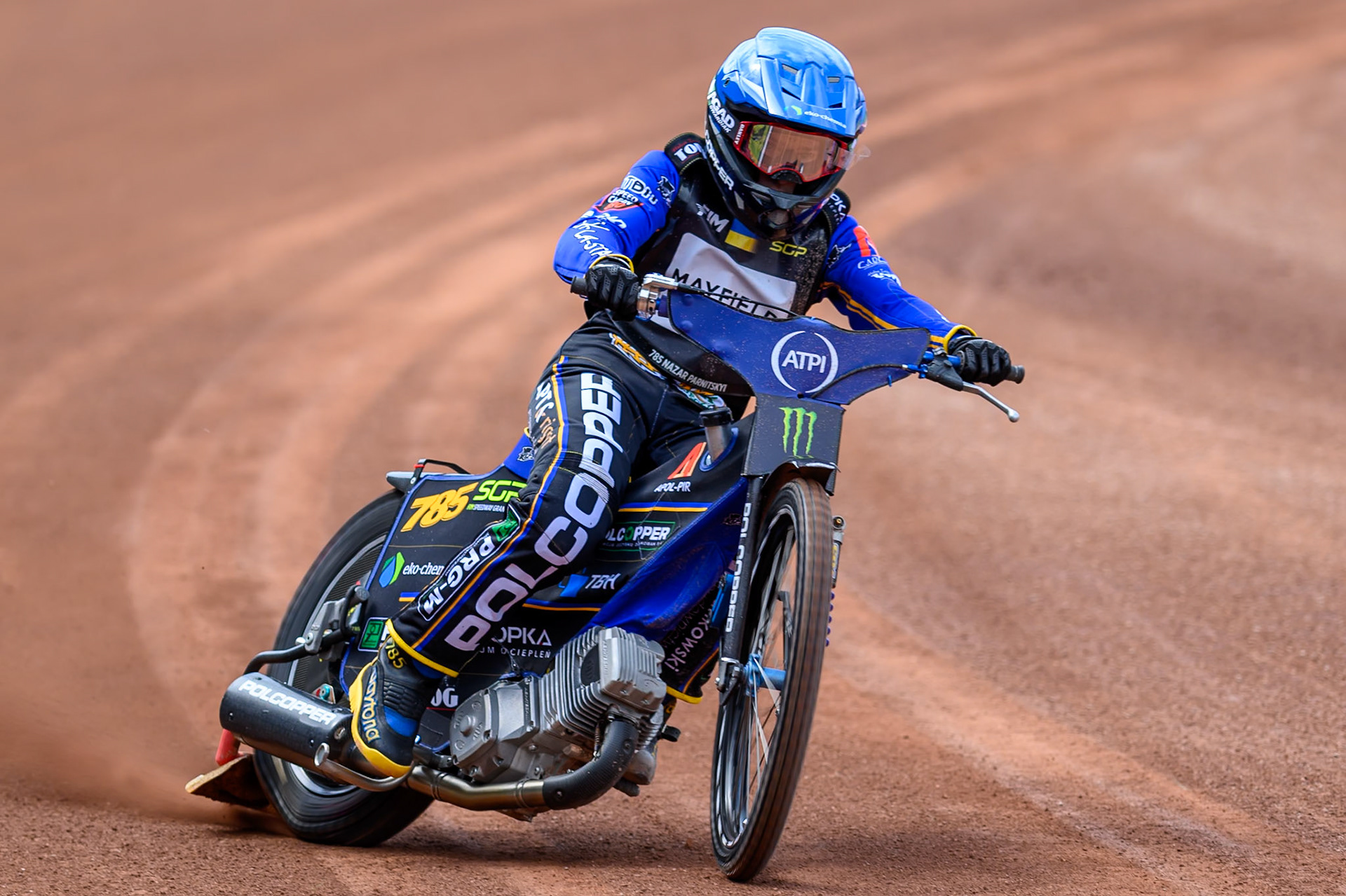Nazar Parnitskyi (785) of Ukraine during practice for the ATPI  FIM Speedway GP of Manchester at the National Speedway Stadium, Manchester on Friday 5th June 2026. (Photo: Ian Charles | MI News)