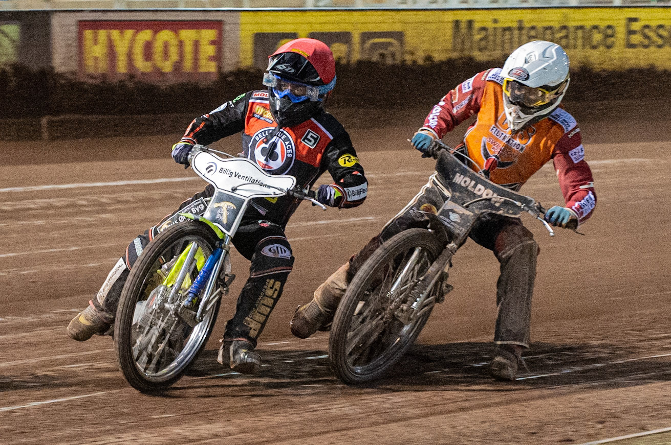 Photo by Ian Charles

Kenneth Bjerre  (Red) leads Rasmus Jensen  (White)


Belle Vue Aces v Swindon Robins, British Speedway Premiership, Belle Vue National Speedway Stadium, Manchester, Monday 12  August  2019