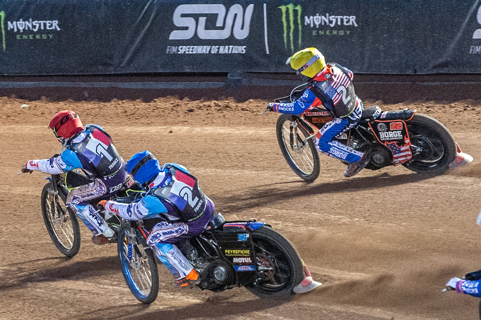 Photo: Ian Charles

Heat 22: Luke Becker (Yellow) tries to get past David Bellego (Red) and Dimitri Berge (Blue)

Monster Energy FIM Speedway Of Nations, Race Off 2, Belle Vue National Speedway Stadium, Manchester 7 May  2019