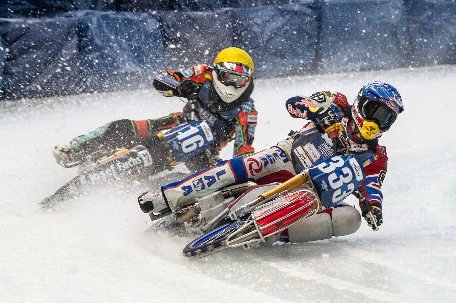 Photo: Ian Charles

Danil Ivanov (333) leads Markus Jell (16)

FIM Ice Speedway Gladiators World Championship, Event 4.2, Max-Aicher-Arena, Inzell, Germany, Sunday 17 March 2019
