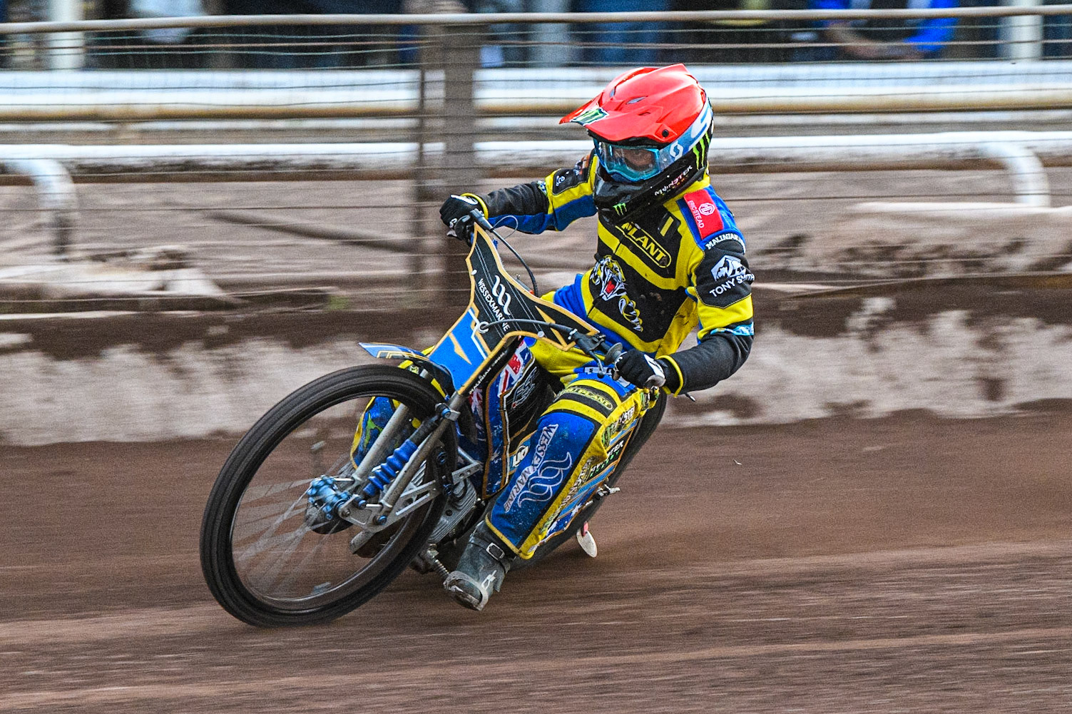 Jack Holder in action  for Sheffield TruPlant Tigers during the Sports Insure Premiership match between Sheffield Tigers and Belle Vue Aces at Owlerton Stadium, Sheffield on Thursday 20th July 2023. (Photo: Ian Charles | MI News)