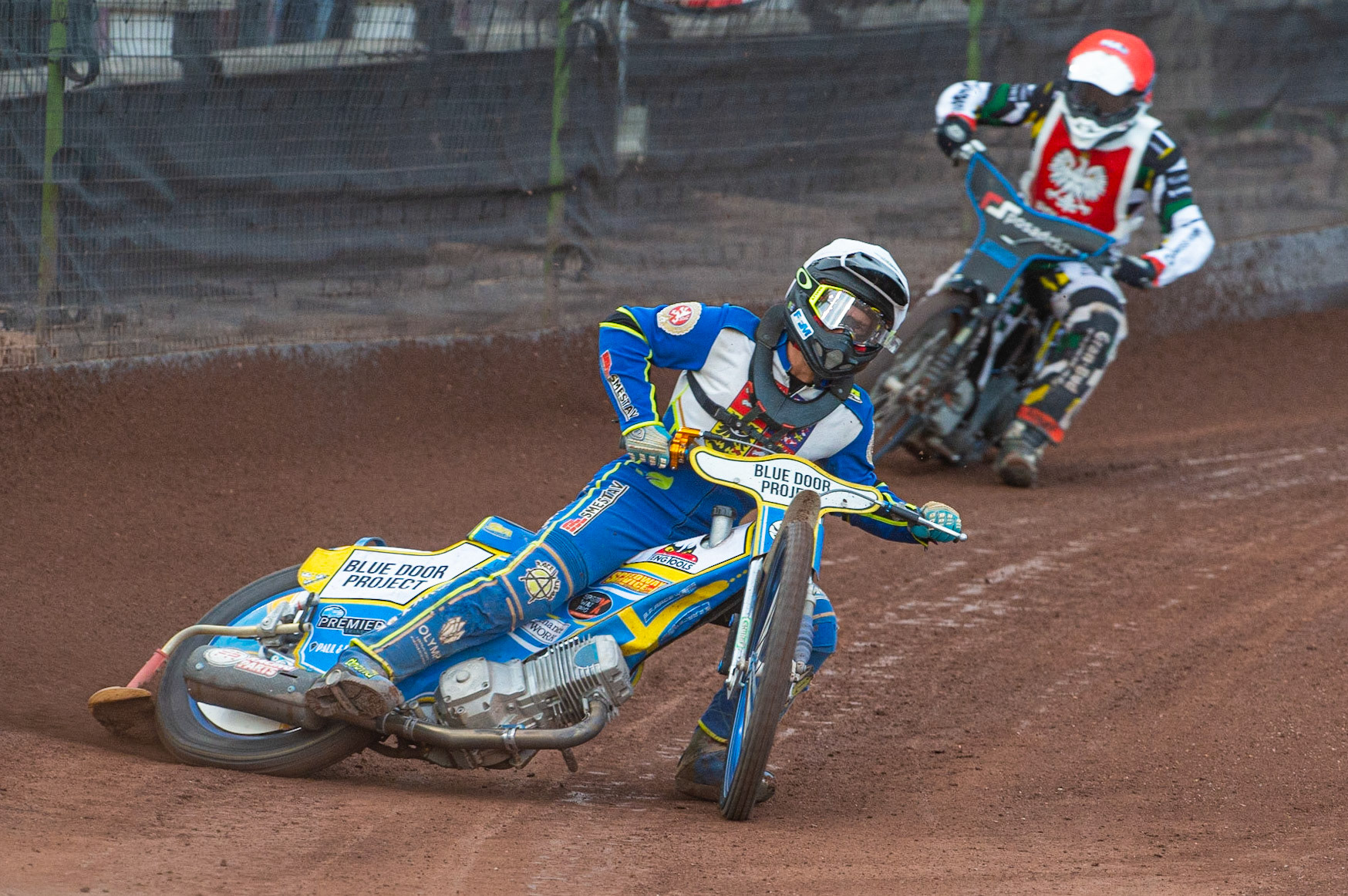 Photo by Ian Charles:

Ondrej Smetana  (White) leads Sebastian Niedźwiedź (Red)

FIM Speedway Grand Prix World Championship - Qualifying Round 1, Peugeot Ashfield Stadium, Glasgow, 8 June 2019