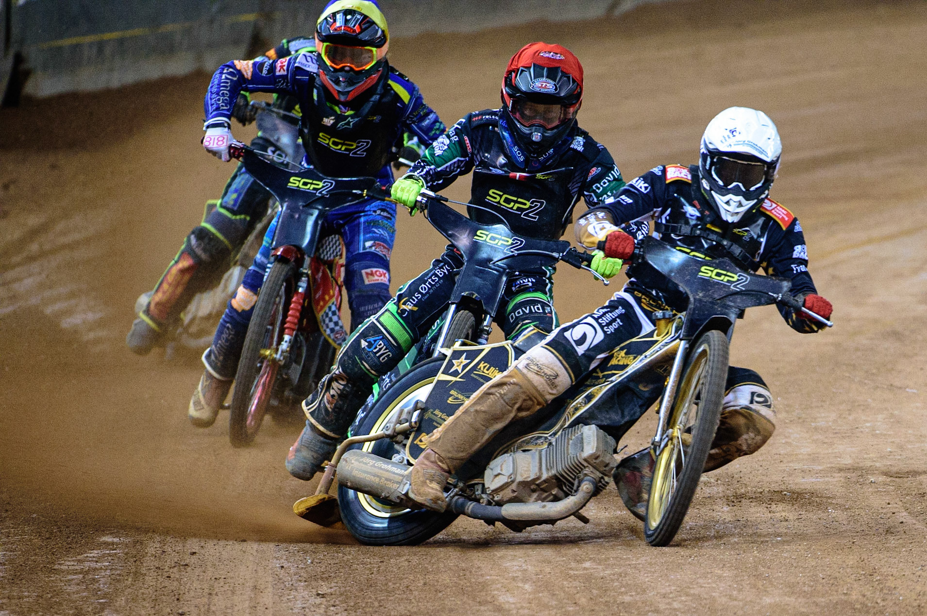Norick Blodorn (Germany)  (White) leads Jonas Knudsen (Denmark)  (Red) and Drew Kemp (Great Britain)  (Yellow) during the FIM  Speedway Grand Prix  2 of Great Britain at the Principality Stadium, Cardiff on Sunday 14th August 2022. (Credit: Ian Charles | MI News)