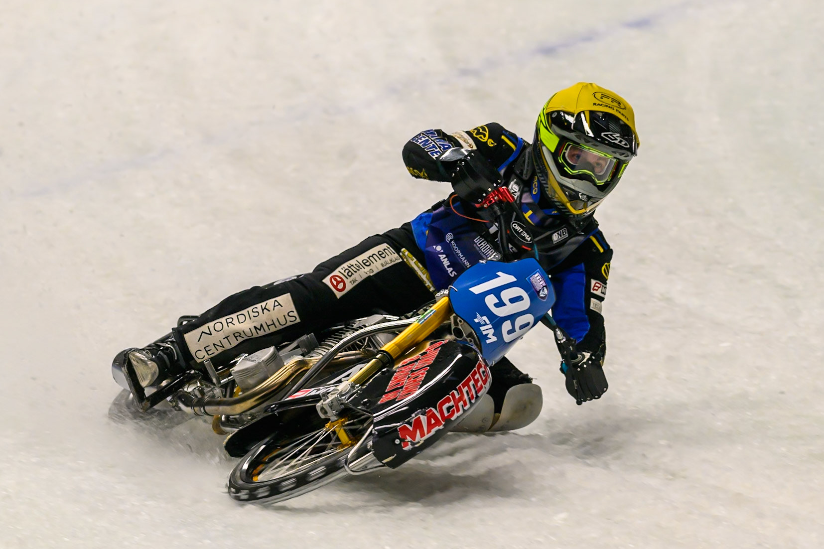 Martin Haarahiltunen (199) of Sweden  in action during the Ice Speedway Gladiators World Championship Final 1 at Max-Aicher-Arena, Inzell on Saturday 14th March 2026. (Photo: Ian Charles | MI News)