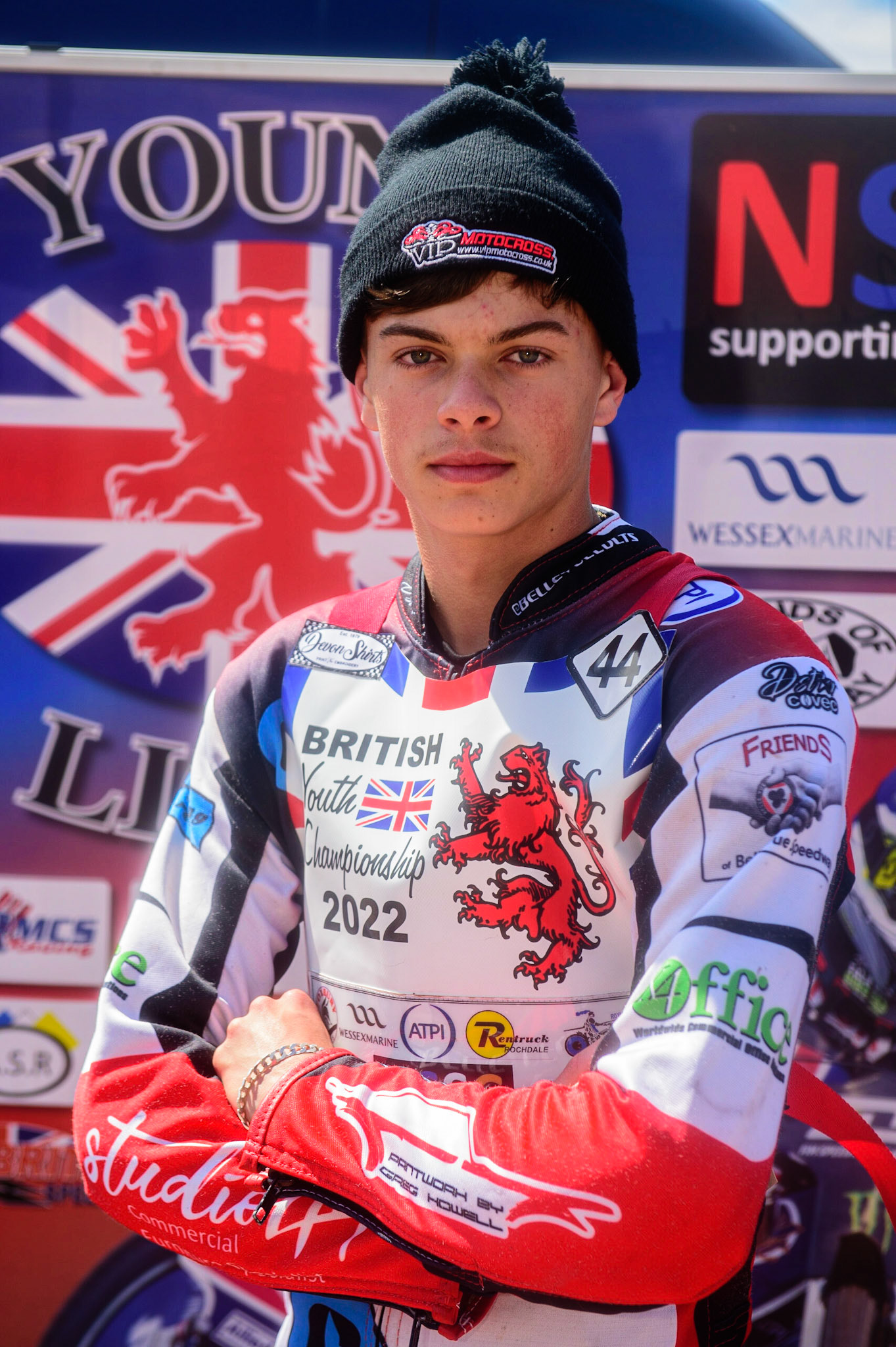 MANCHESTER, UK. JUN 3RD Freddy Hodder (44)  during the British Youth Speedway Championship (Round 4)  at the National Speedway Stadium, Manchester on Friday 3rd June 2022. (Credit: Ian Charles | MI News)