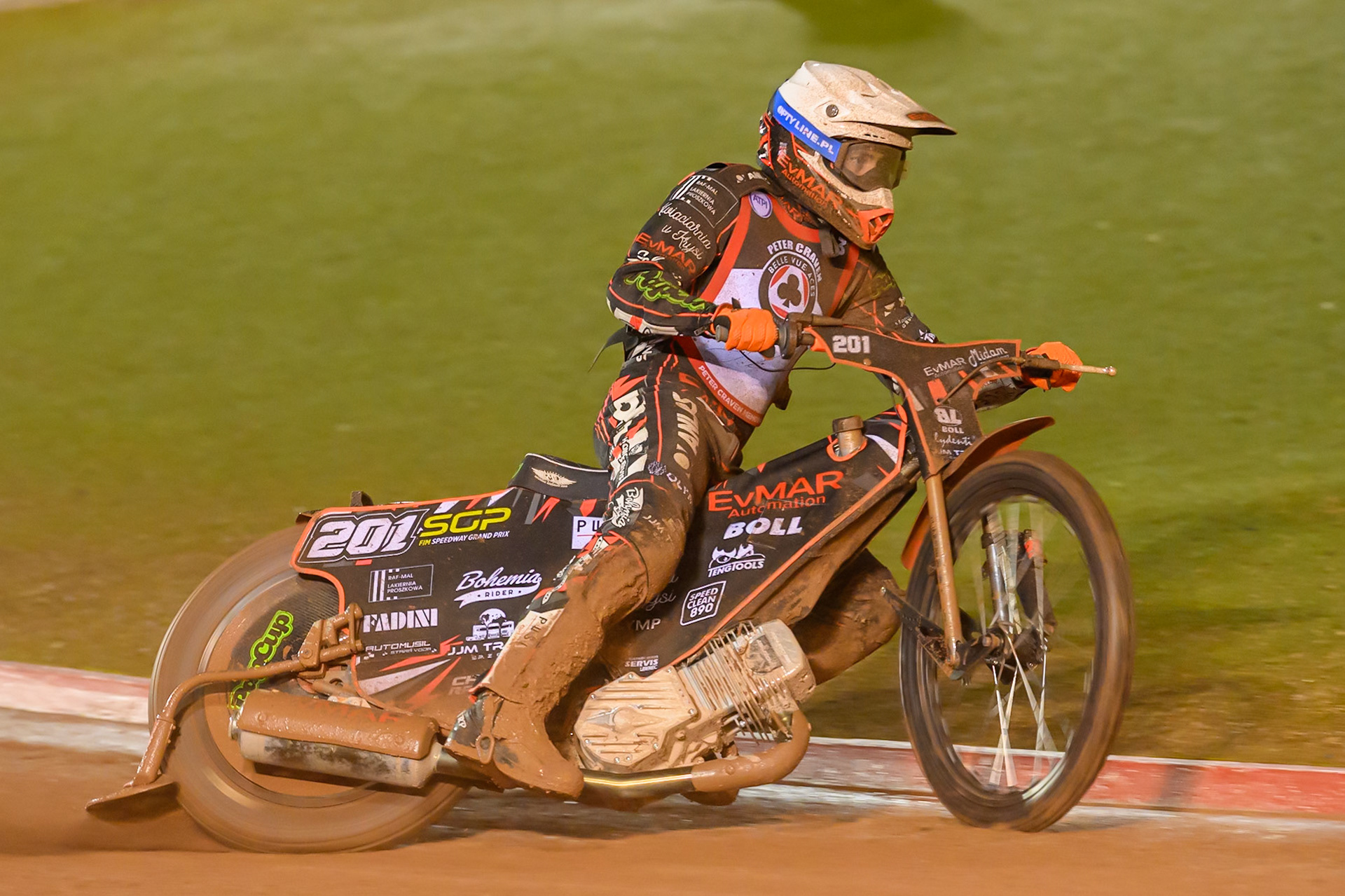 Jan Kvech in action during the Peter Craven Memorial Trophy at the National Speedway Stadium, Manchester, on Monday 16th March 2026. (Photo: Ian Charles | MI News)
