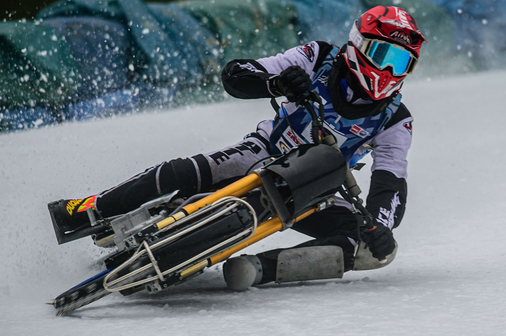 Atte Suolami (Finland) practices  during the German Individual Ice Speedway Championship at Horst-Dohm-Eisstadion, Berlin on Friday 3rd March 2023. (Photo: Ian Charles | MI News)