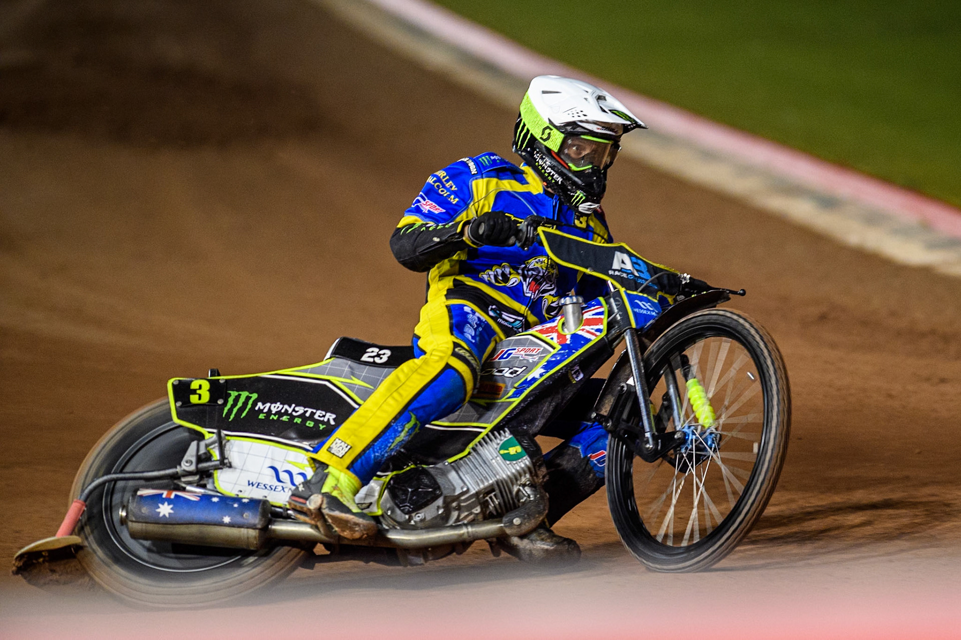 Sheffield Tigers' Chris Holder  in action during the Rowe Motor Oil Premiership Play Off Semi Final 2, 1st Leg match between Belle Vue Aces and Sheffield Tigers at the National Speedway Stadium, Manchester on Monday 16th September 2024. (Photo: Ian Charles | MI News)