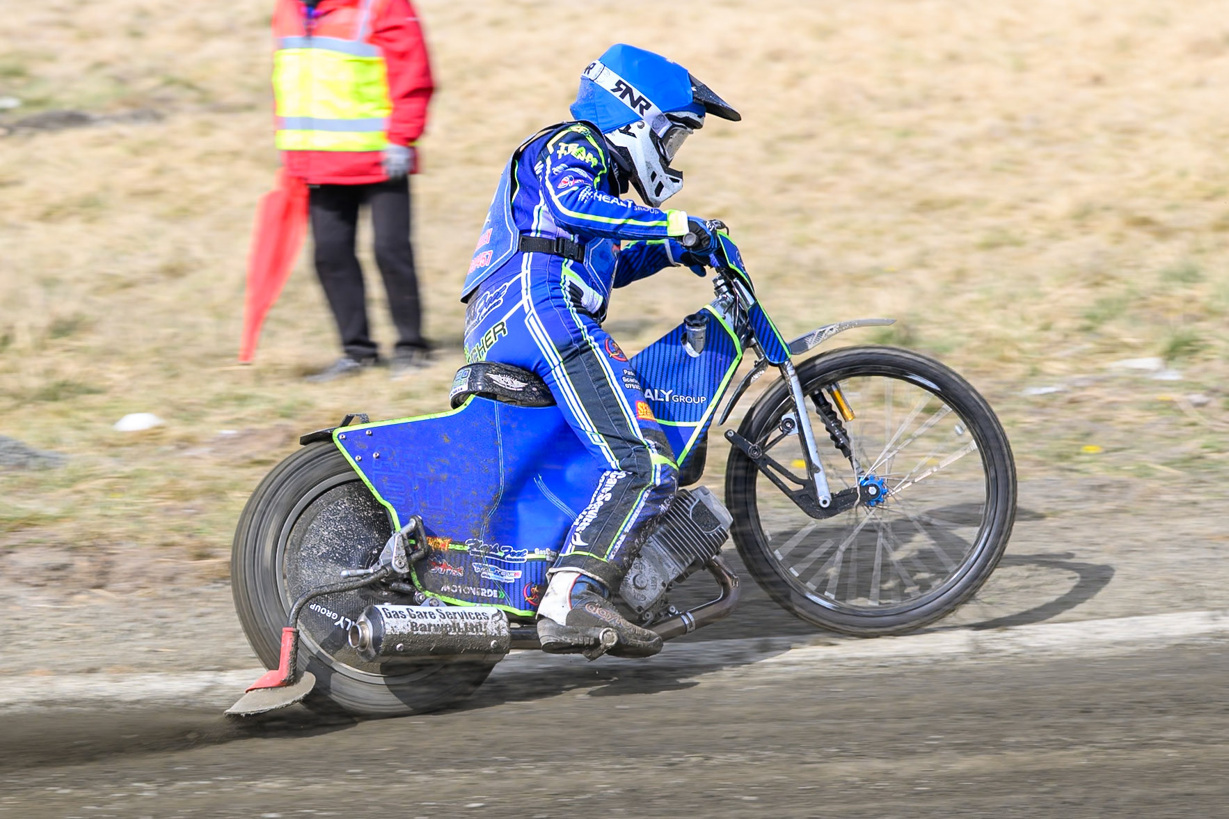 Arran Butcher of Buxton Bulls  in action during the Challenge match between Buxton Bulls and Leicester Lion Cubs at Hi-Edge Speedway, Buxton on Sunday 26th April 2026. (Photo: Ian Charles | MI News)