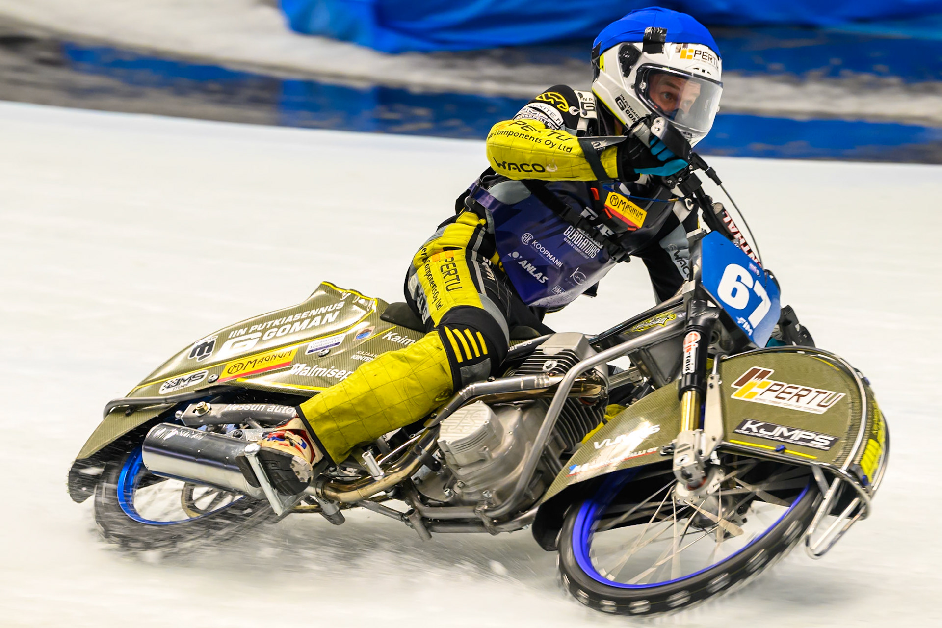 Heikki Huusko (67) of Finland in action during the Ice Speedway Gladiators World Championship Final 2 at Max-Aicher-Arena, Inzell on Sunday 15th March 2026. (Photo: Ian Charles | MI News)