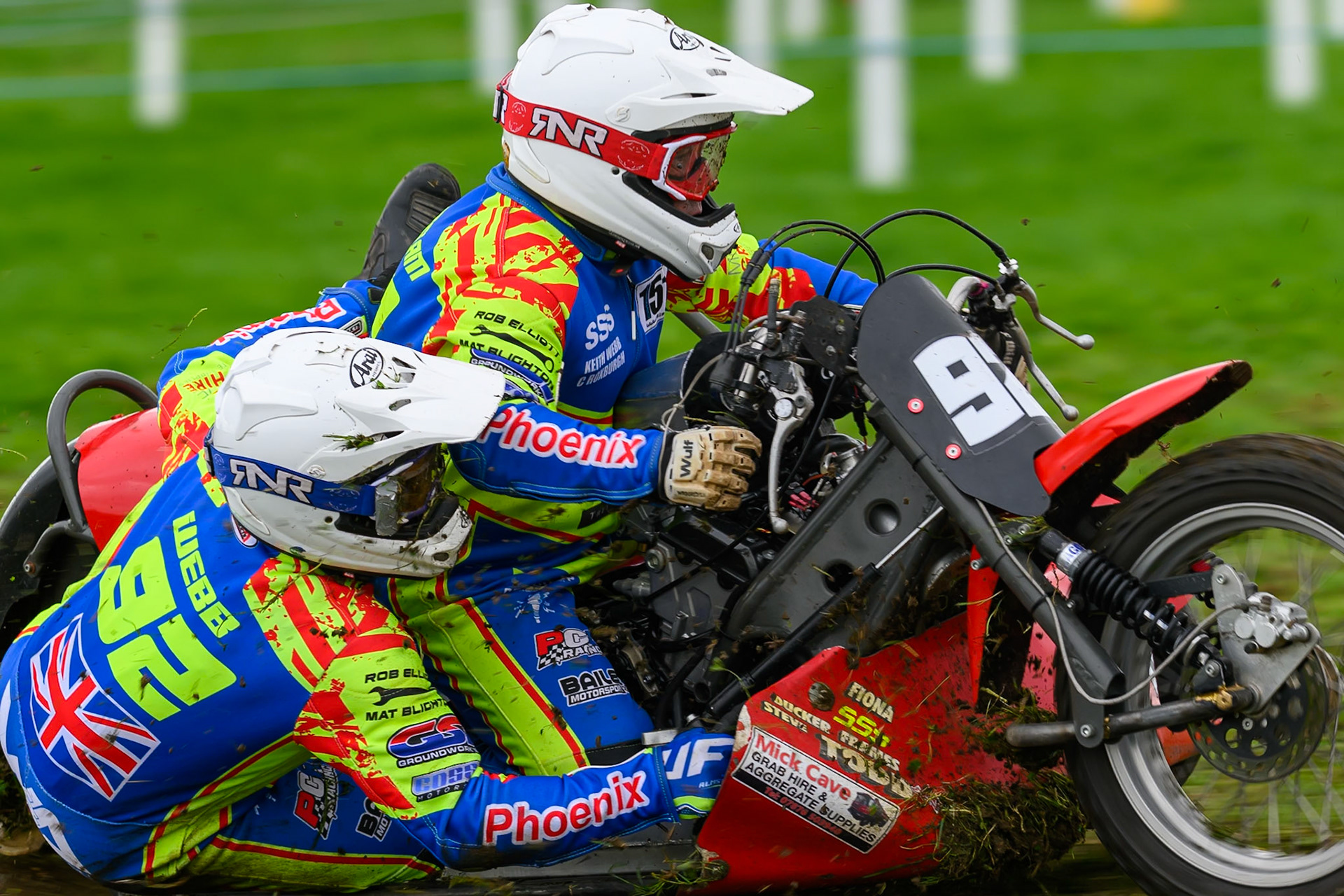 Paul Whitelam/Richard Webb (92) during the British Masters Grasstrack Championship at Lower Marsh Farm, Much Hoole, Preston in Lancashire, England on Sunday 13th September 2026. (Photo: Ian Charles | MI News)
