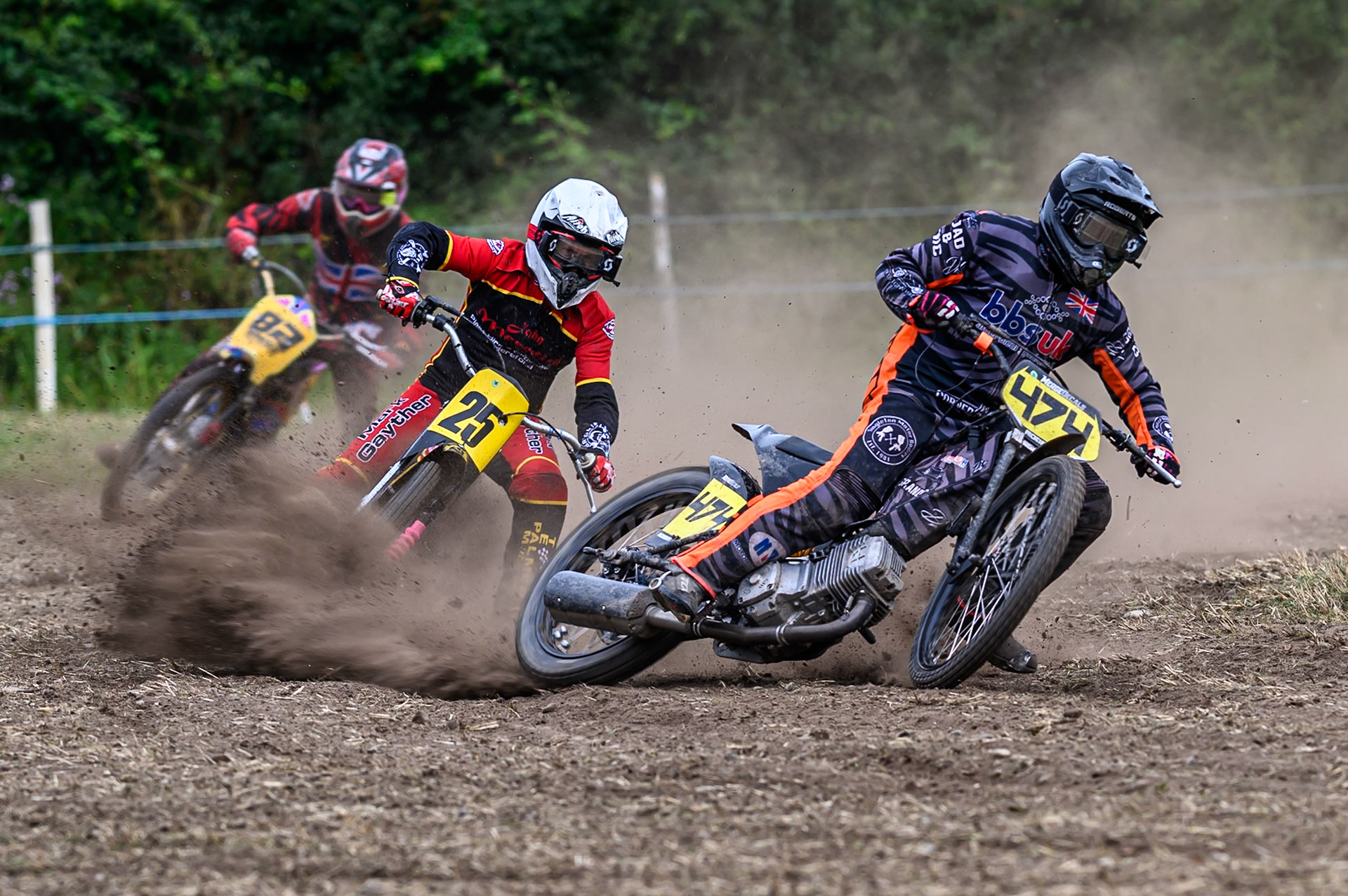 Jack Roberts (474) leading in the 500cc Class  during the ACU Northern Grass Track Riders Championship at Cheshire Grass Track Club, Frog Lane, Knutsford, Cheshire on Sunday 20th July 2025. (Photo: Ian Charles | MI News)
