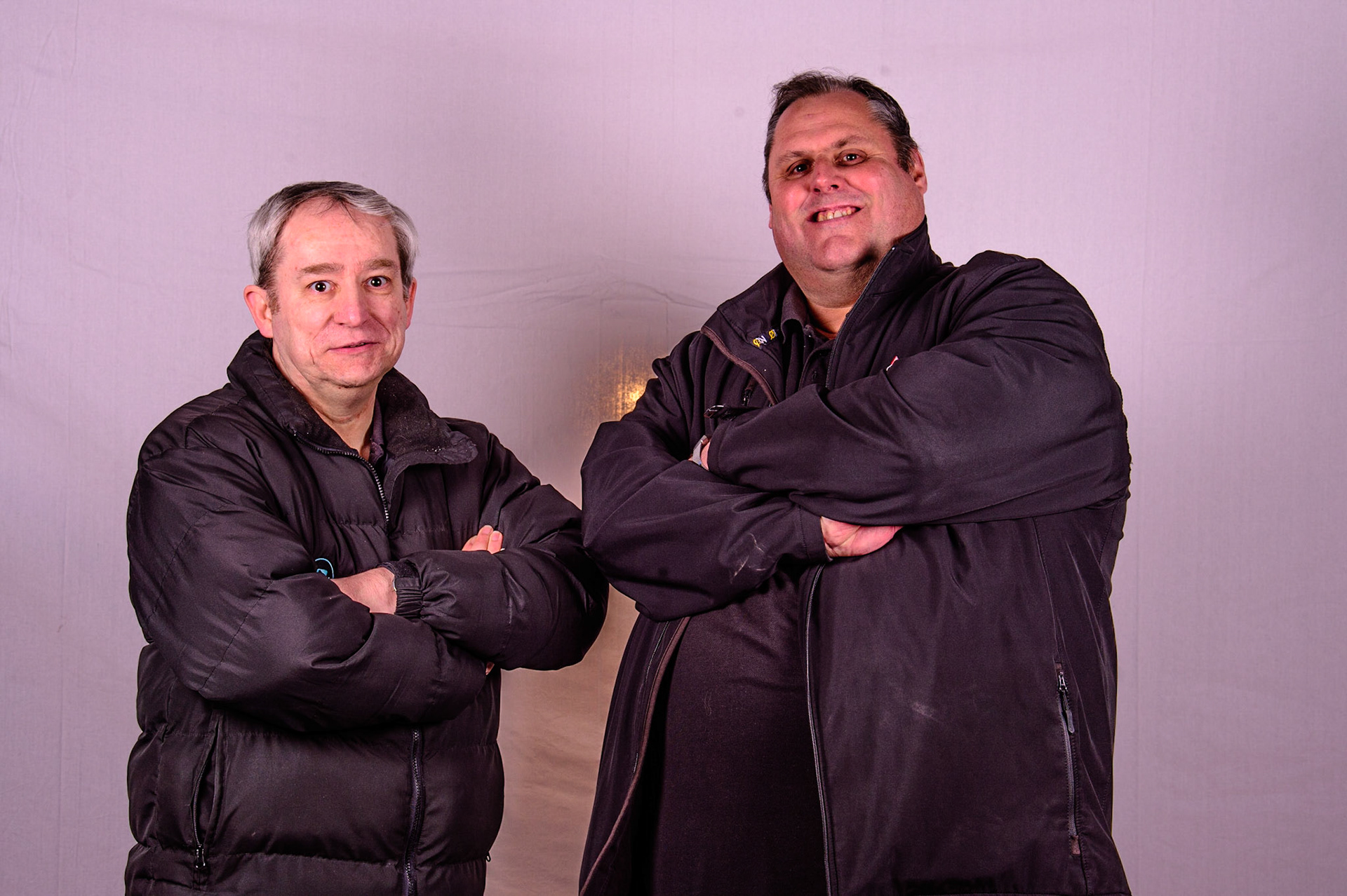 MANCHESTER, UK. MAR 14TH Graham Goodwin (left) and Steve Williams, Co-Managers of Belle Vue 'Cool Running' Colts during the Belle Vue Speedway Media Day at the National Speedway Stadium, Manchester on Monday 14th March 2022. (Credit: Ian Charles | MI News)