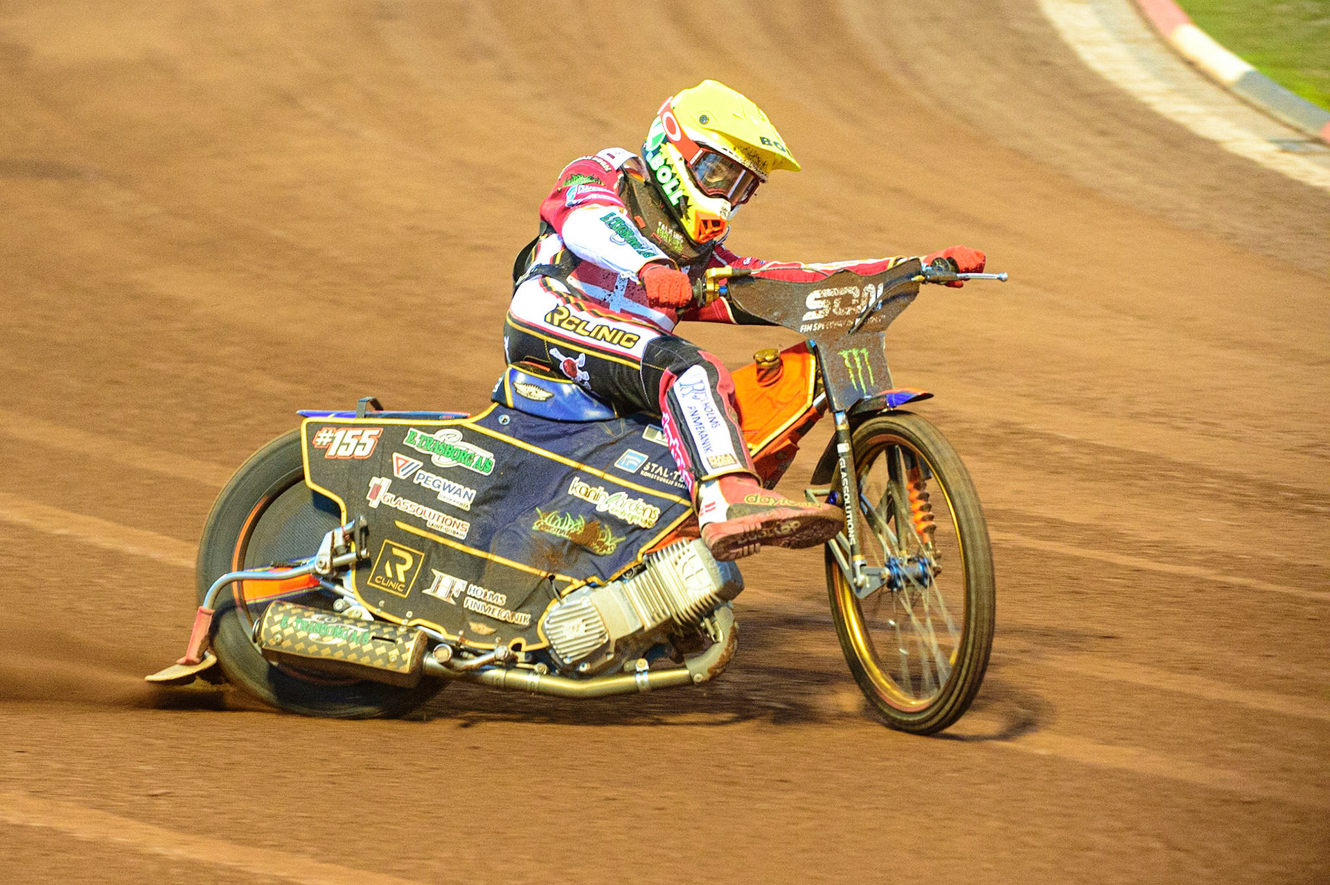 MANCHESTER, UK. OCT 16TH Mikkel Michelsen of Denmark in action  during the Monster Energy FIM Speedway of Nations at the National Speedway Stadium, Manchester on Saturday  16th October 2021. (Credit: Ian Charles | MI News)