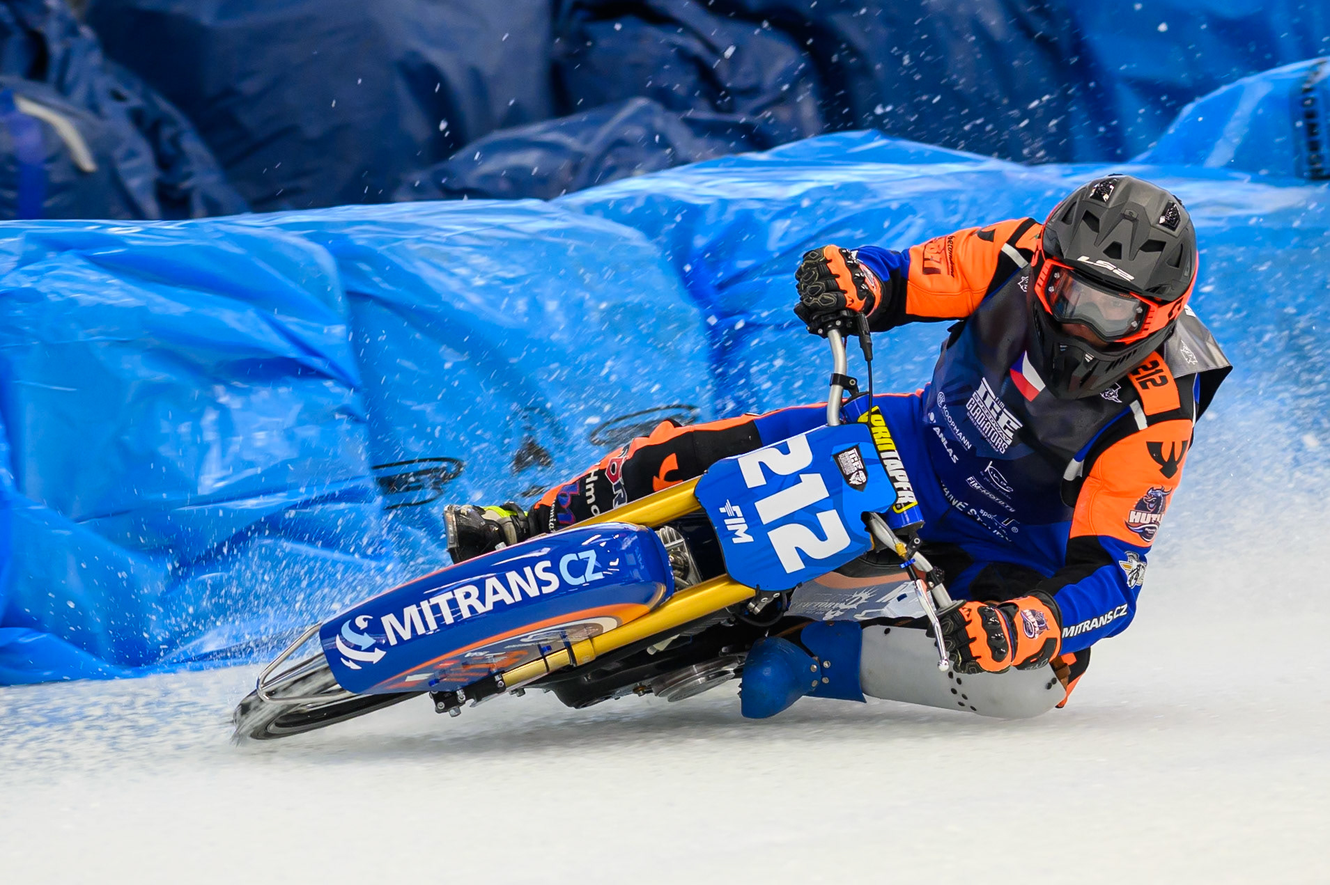 Lukas Hutla (212) of Czechia during Practice for the Ice Speedway Gladiators World Championship Finals at Max-Aicher-Arena, Inzell on Friday 13th March 2026. (Photo: Ian Charles | MI News)