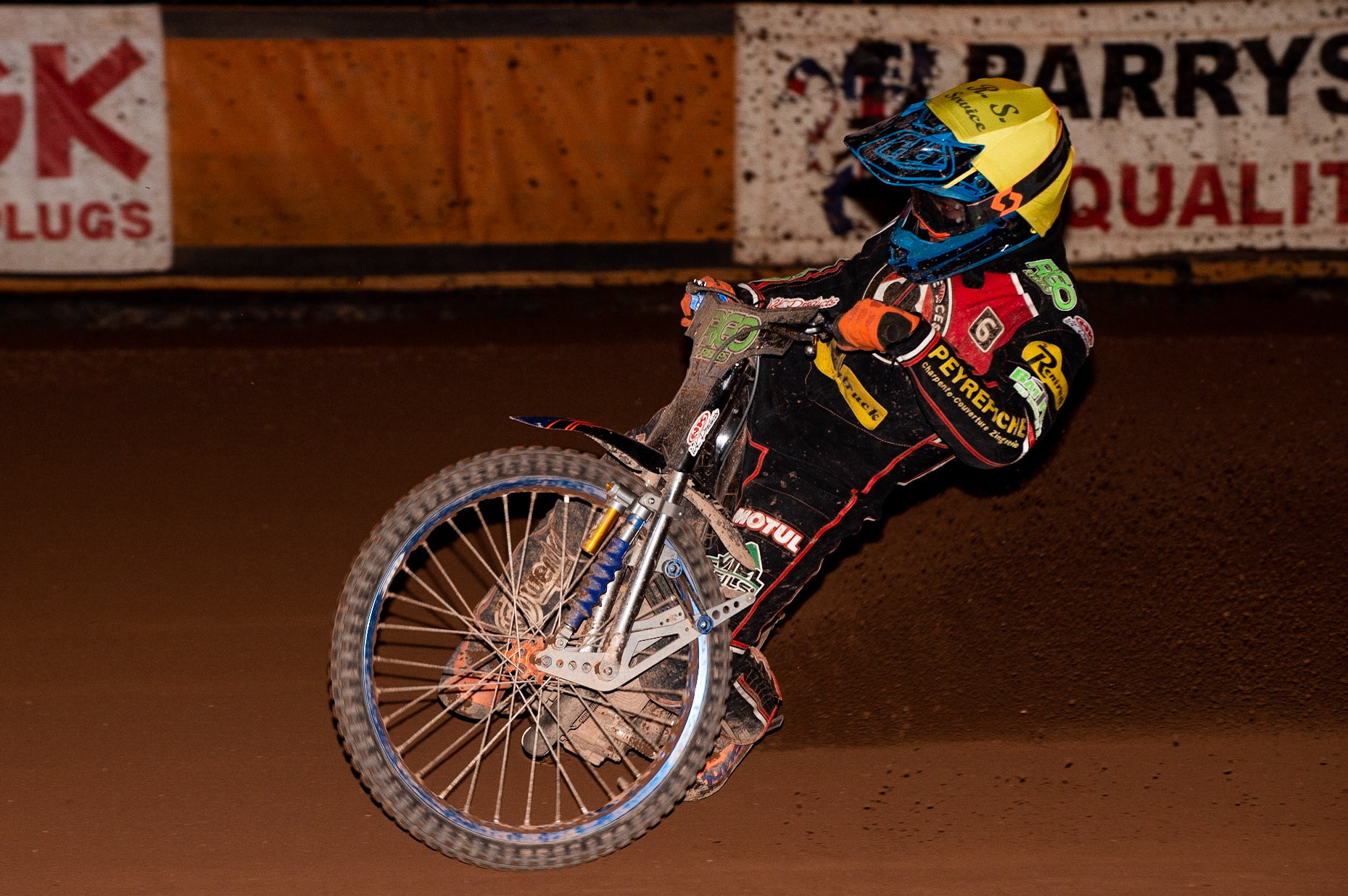 Photo by Ian Charles:

Dimitri Bergé  in action 

Wolverhampton Wolves v Belle Vue Aces, British Speedway Premiership 22 April 2019