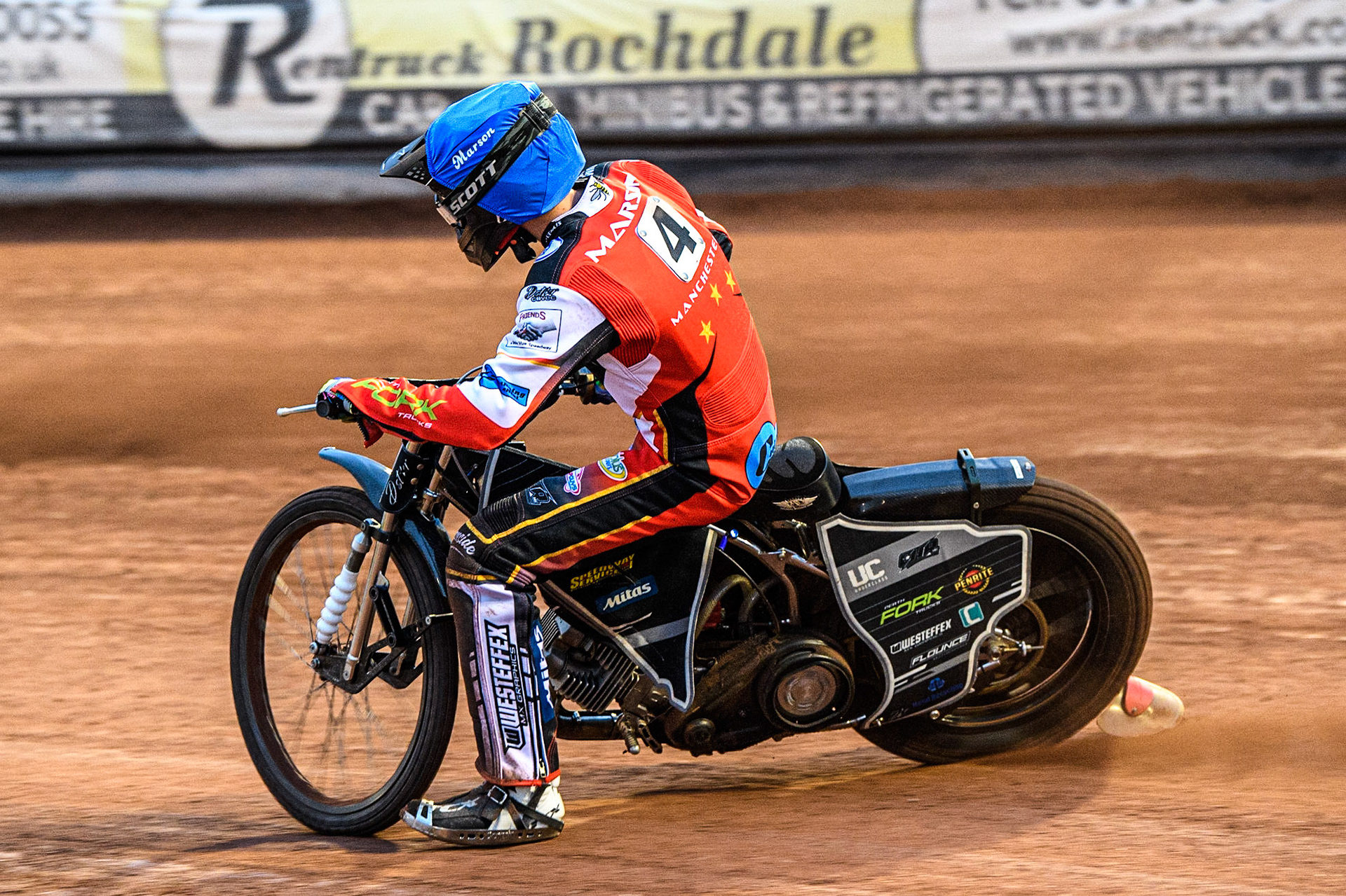 Matt Marson  in action  for Belle Vue Cool Running Colts during the National Development League match between Belle Vue Colts and Oxford Chargers at the National Speedway Stadium, Manchester on Friday 12th May 2023. (Photo: Ian Charles | MI News)
