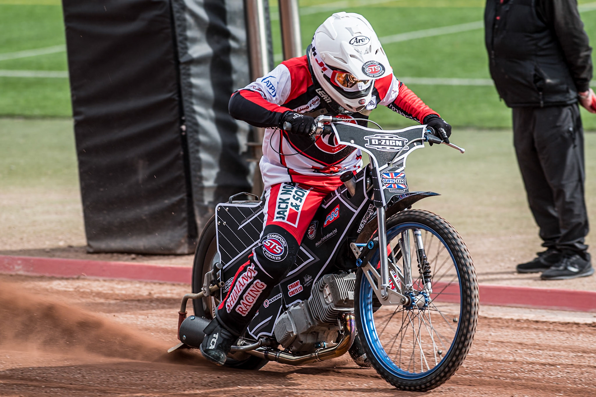 Jack Shimelt does a practice start during the Belle Vue Aces Media Day at the National Speedway Stadium, Manchester on Wednesday 12th March 2025. (Photo: Ian Charles | MI News)