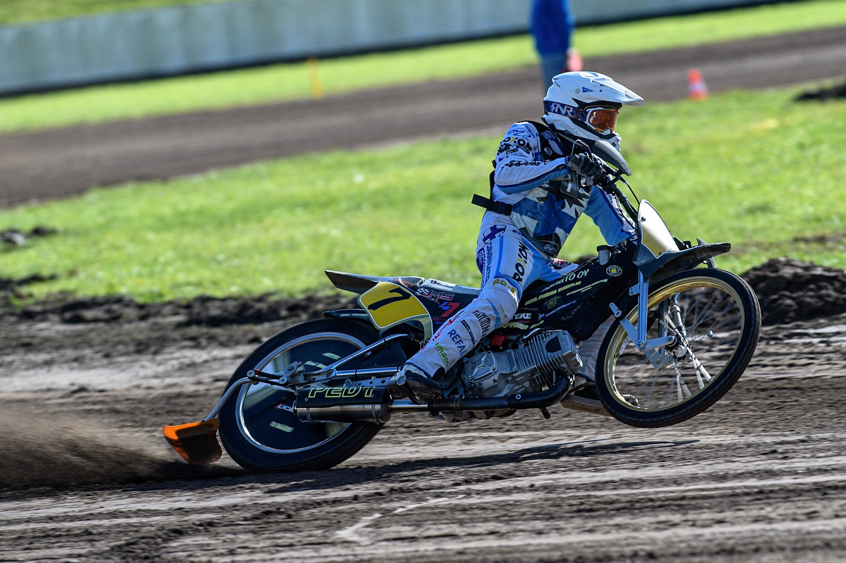 Tero Aarnio (Finland) practices  during the FIM Long Track Of Nations event at the Speed Centre Roden on Sunday 24th September 2023. (Photo: Ian Charles | MI News)
