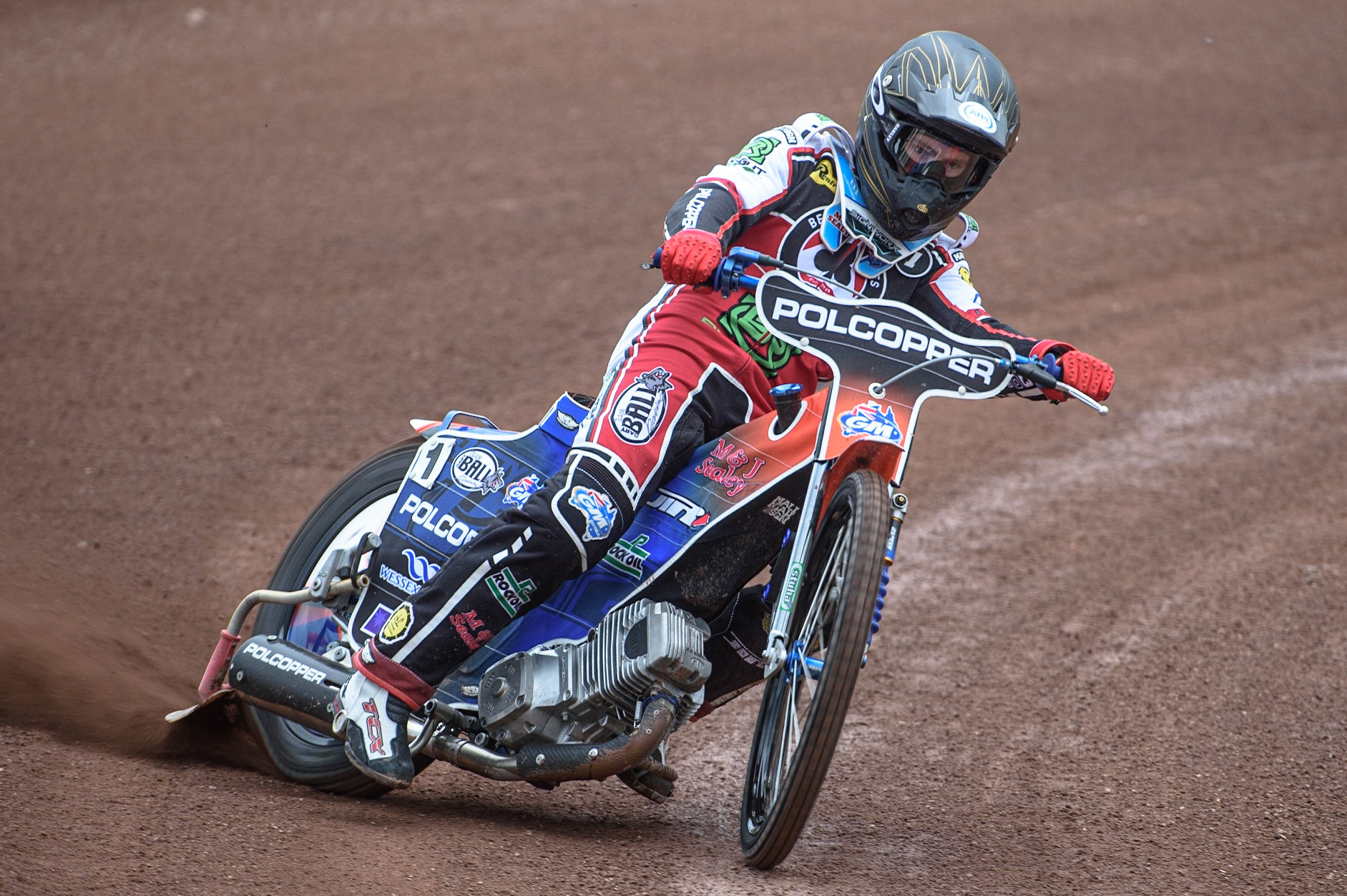 Photo: Ian CharlesBrady Kurtz in actionBelle Vue Press &amp; Practice Day, National Speedway Stadium, Manchester Thursday  13  May  2021