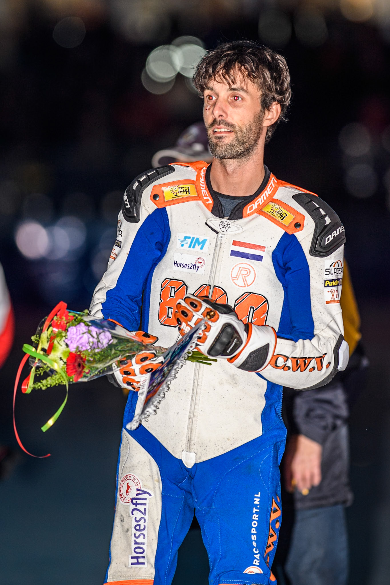 Jasper Iwema (800) of The Netherlands during the FIM Ice Speedway Gladiators World Championship, Final 3 at the Ice Stadium, Thialf, Heerenveen on Saturday 5th April 2025. (Photo: Ian Charles | MI News)