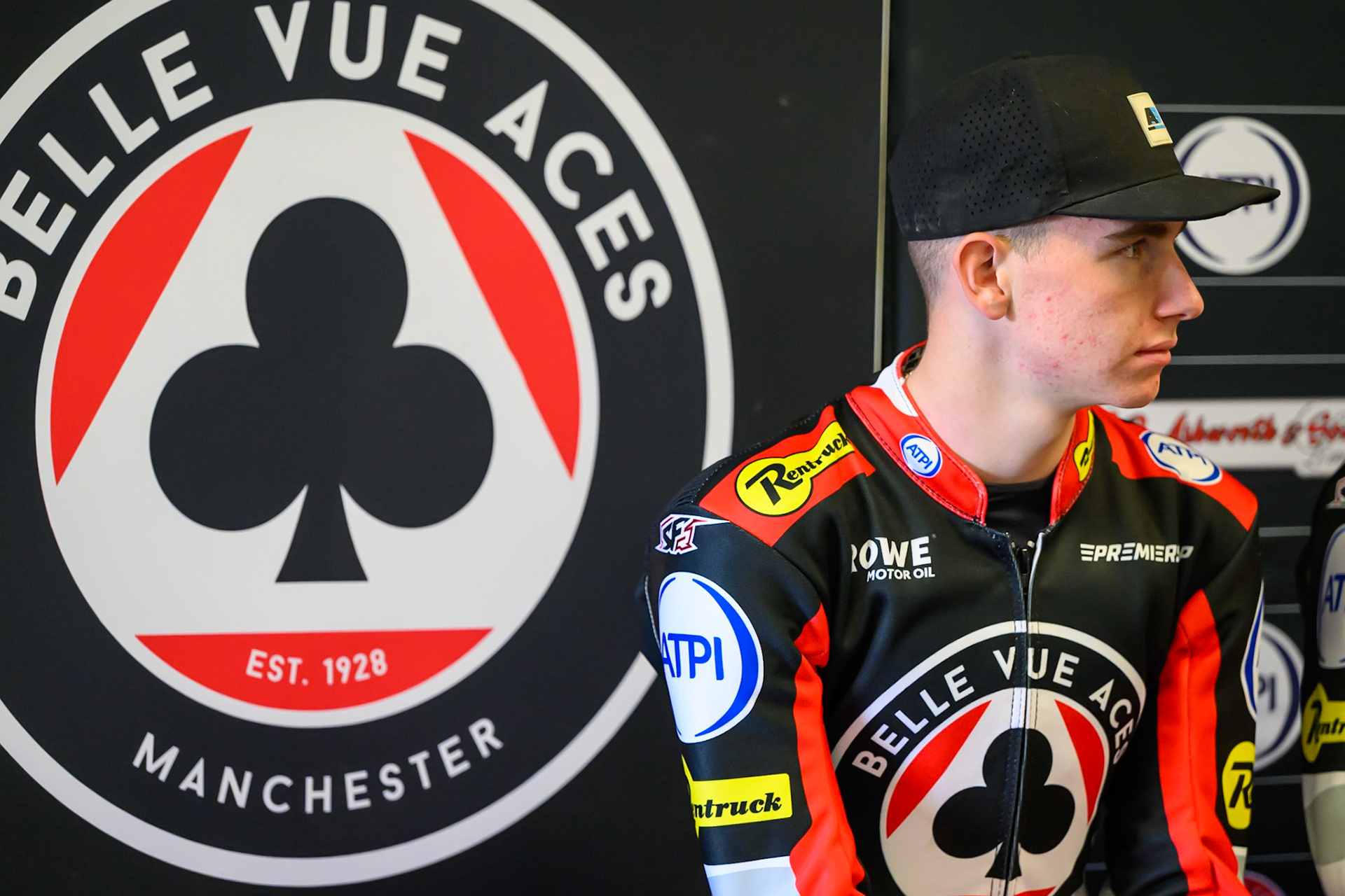 Will Cairns, Rising Star Rider of Belle Vue Aces at the Press Conference during the Belle Vue Aces Media Day at the National Speedway Stadium, Manchester on Wednesday 11th March 2026. (Photo: Ian Charles | MI News)