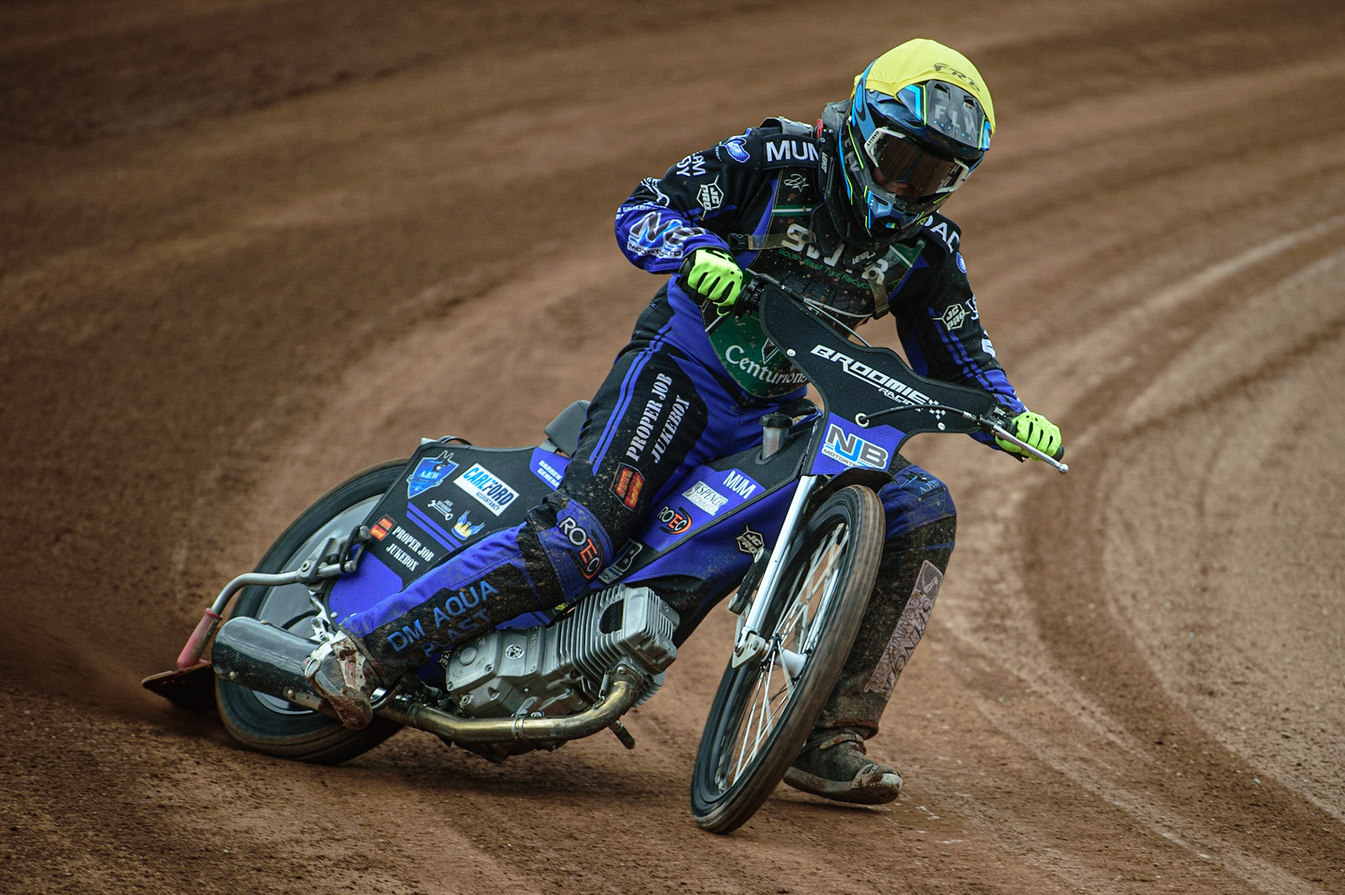 MANCHESTER, UK. APR 15TH  Eli Meadows  of Plymouth SWTR Centurions  in action   during the National Development League match between Belle Vue Colts and Plymouth Centurions at the National Speedway Stadium, Manchester on Friday 15th April 2022. (Credit: Ian Charles | MI News)