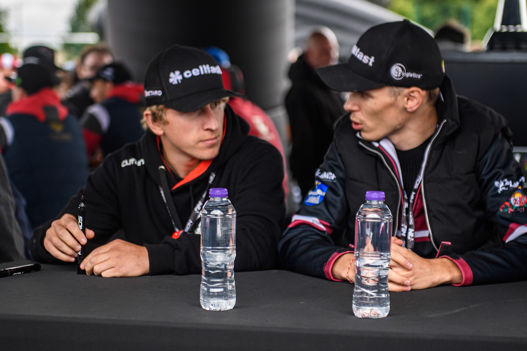 Latvian riders at the Autograph session in the FanZone during the Monster Energy FIM Speedway of Nation Final at the National Speedway Stadium, Manchester on Saturday 13th July 2024. (Photo: Ian Charles | MI News)