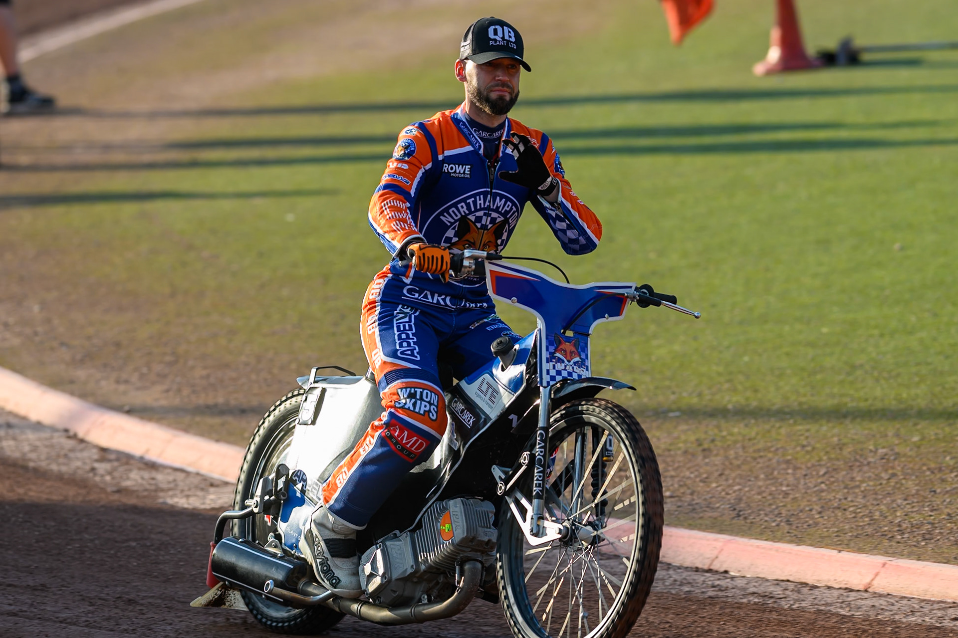 Nicolai Klindt of Northampton Foxes on the parade lap  during the Rowe Motor Oil Premiership match between Belle Vue Aces and Northampton Foxes at the National Speedway Stadium, Manchester on Monday 13th July 2026. (Photo: Ian Charles | MI News)