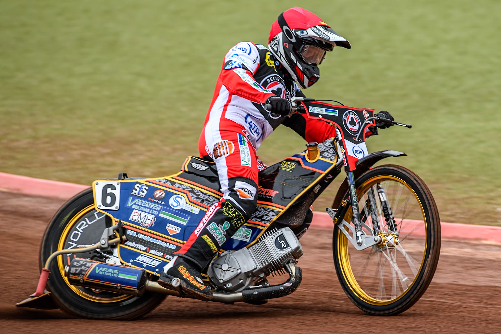 Belle Vue ATPI Aces Connor Mountain in action for Belle Vue ATPI Aces during the Rowe Motor Oil Premiership KO Cup Quarter Final 1st Leg between Belle Vue Aces and Sheffield Tigers at the National Speedway Stadium, Manchester on Monday 1st April 2024. (Photo: Ian Charles | MI News)