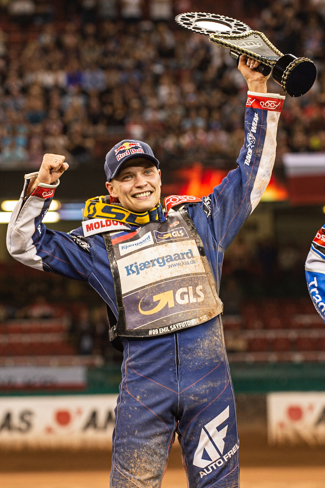 CARDIFF,WALES Emil Saijfutdinov with his second place trophy during the ADRIAN FLUX BRITISH FIM SPEEDWAY GRAND PRIX at the Principality Stadium, Cardiff on Saturday 21st September 2019. (Credit: Ian Charles | MI News)