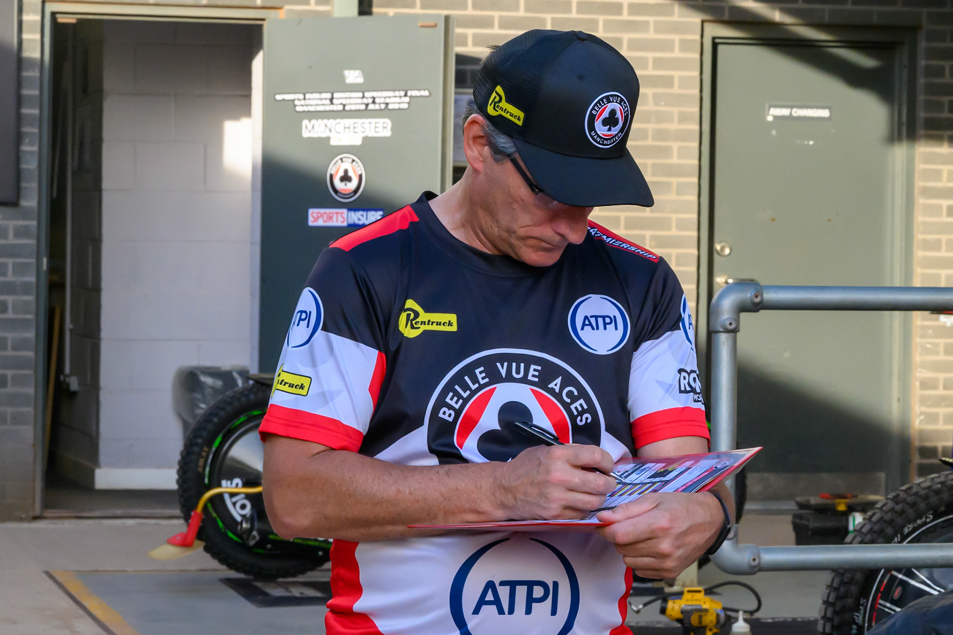 Mark Lemon, Team Manager of Belle Vue Aces plans his move during the Rowe Motor Oil Premiership match between Belle Vue Aces and King's Lynn Stars at the National Speedway Stadium, Manchester on Monday 10th August 2026. (Photo: Ian Charles | MI News)