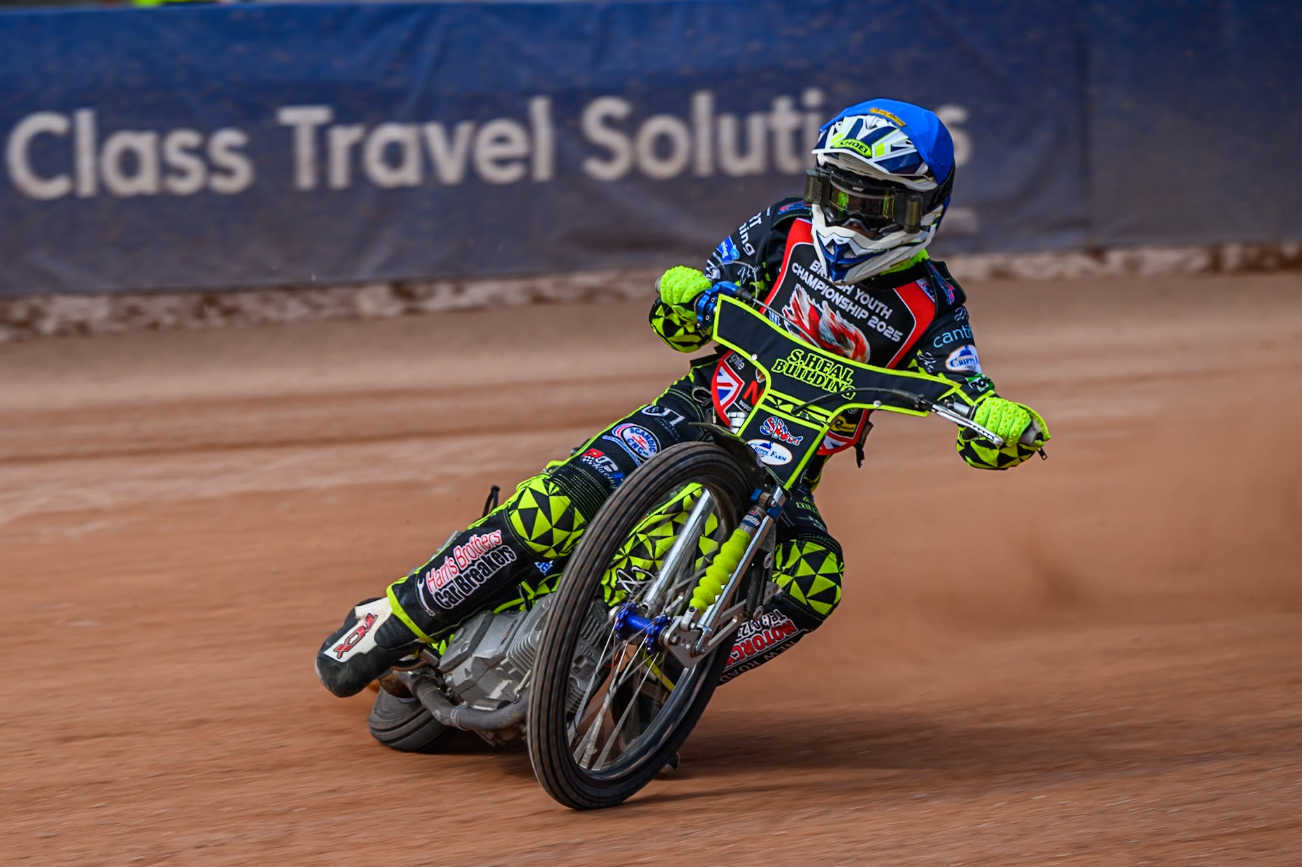 Oli Boverton (15) in action during the British Youth Speedway Championship at the National Speedway Stadium, Manchester on Sunday 10th August 2025. (Photo: Ian Charles | MI News)