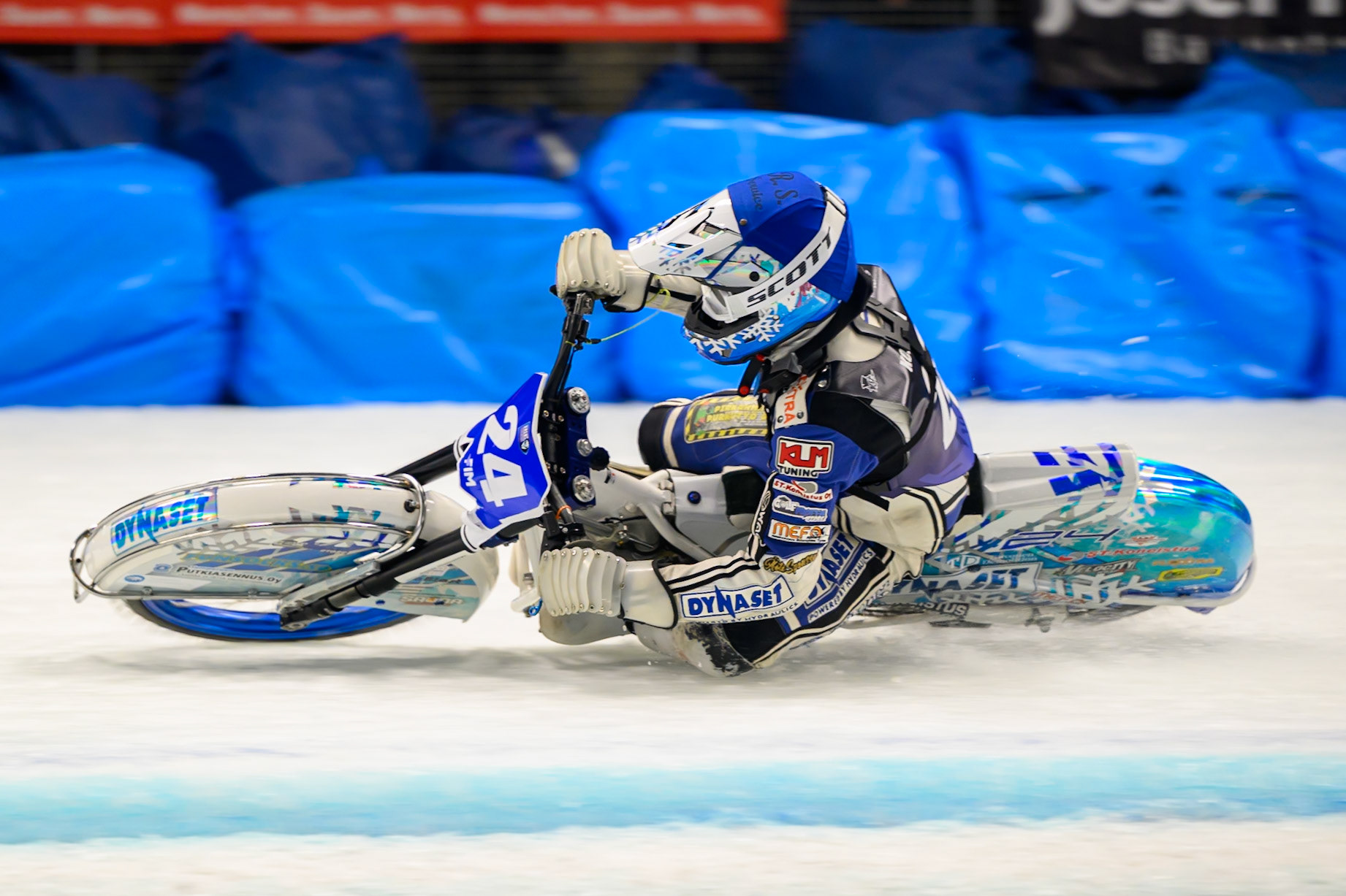 Max Koivula (24) of Finland  in action during the Ice Speedway Gladiators World Championship Final 1 at Max-Aicher-Arena, Inzell on Saturday 14th March 2026. (Photo: Ian Charles | MI News)