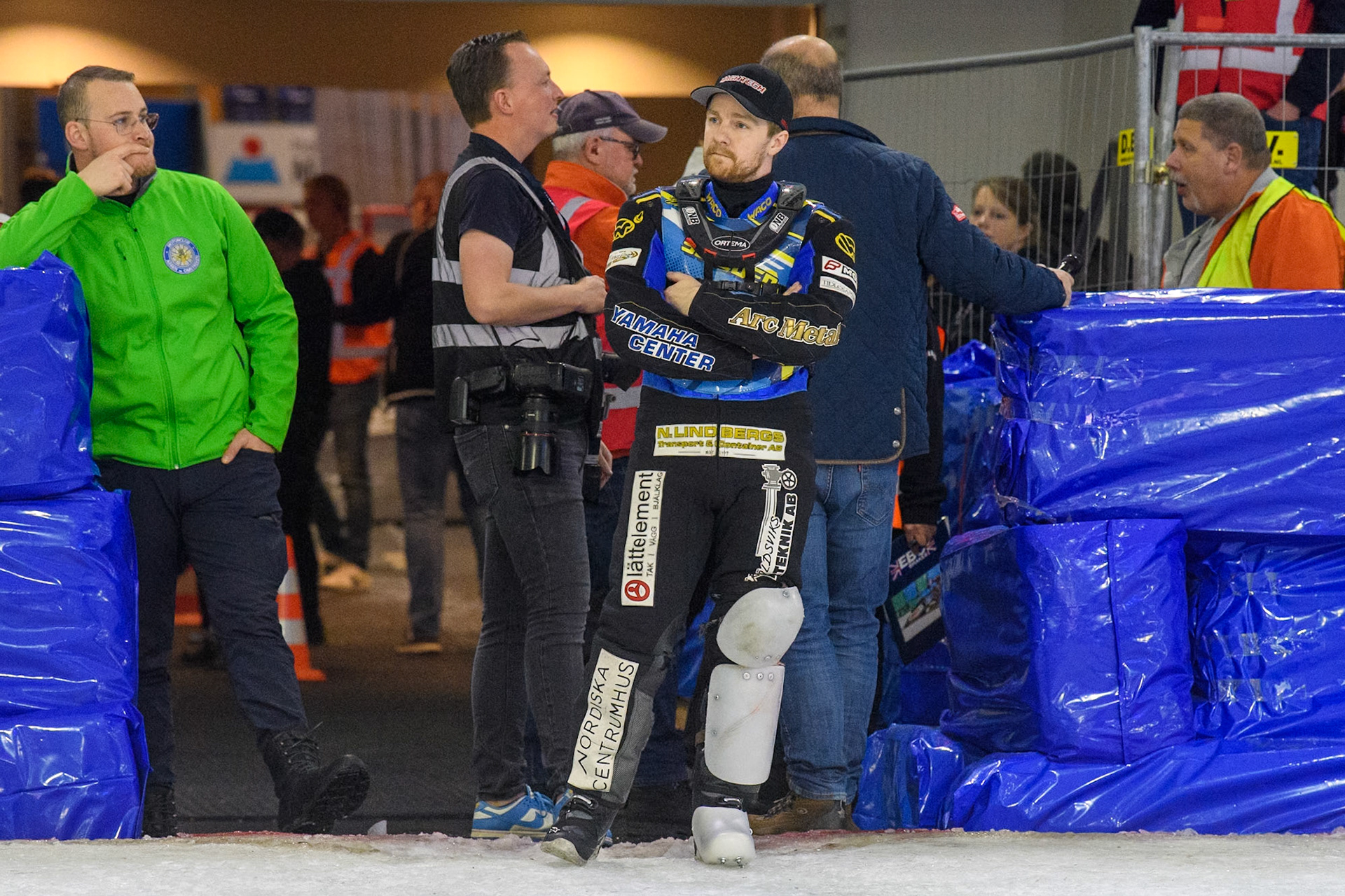 Martin Haarahiltunen (199) of Sweden watches the track prep during the FIM Ice Speedway Gladiators World Championship, Final 3 at the Ice Stadium, Thialf, Heerenveen on Saturday 5th April 2025. (Photo: Ian Charles | MI News)