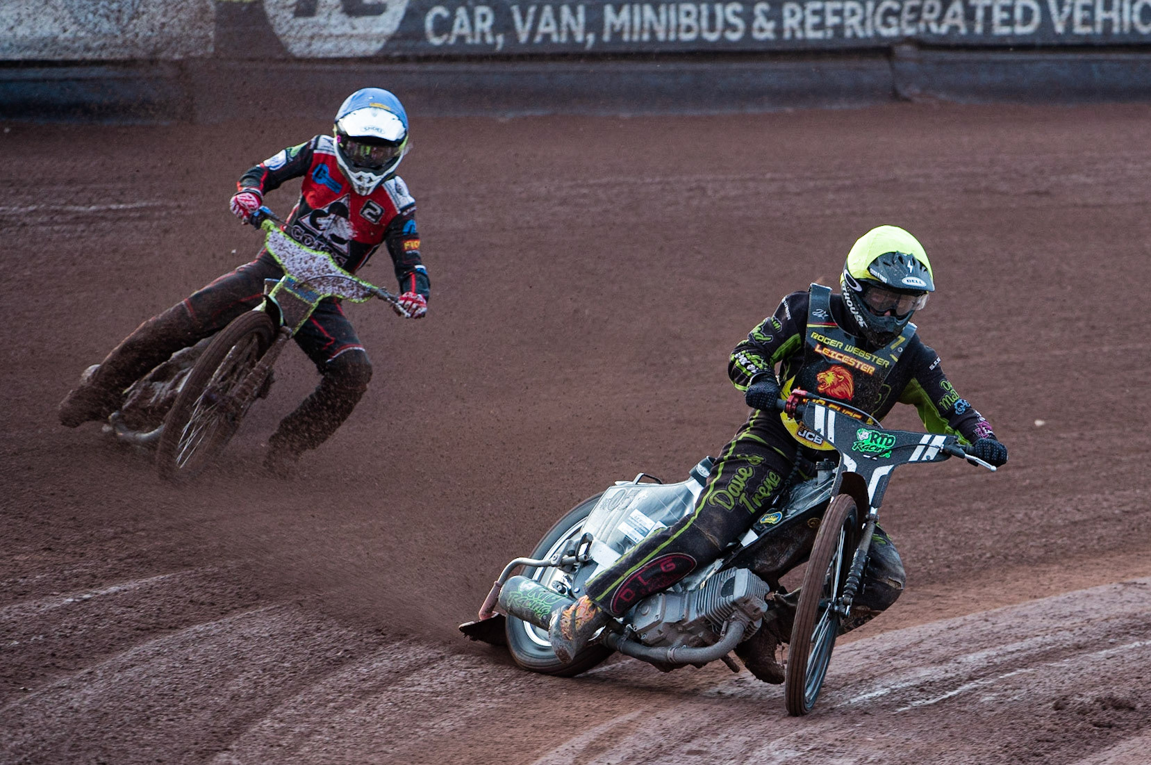 Photo: Ian Charles

Ryan Terry-Daley  (Yellow) leads Ben Rathbone  (Blue)

Belle Vue Colts v Leicester Cubs, SGB National League, Belle Vue National Speedway Stadium, Manchester, Thursday 8  August  2019