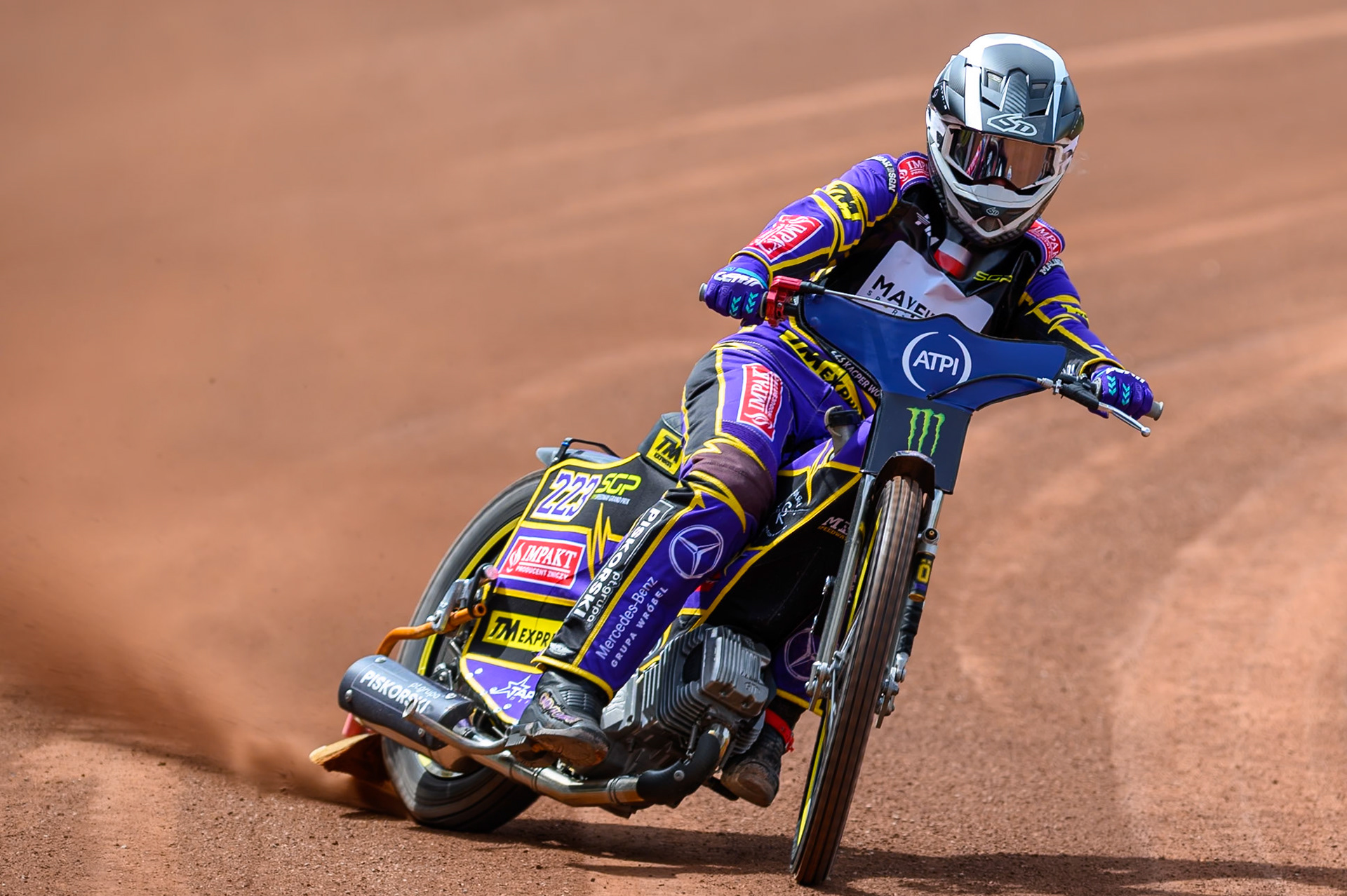 Kacper Woryna (223) of Poland during practice for the ATPI  FIM Speedway GP of Manchester at the National Speedway Stadium, Manchester on Friday 5th June 2026. (Photo: Ian Charles | MI News)