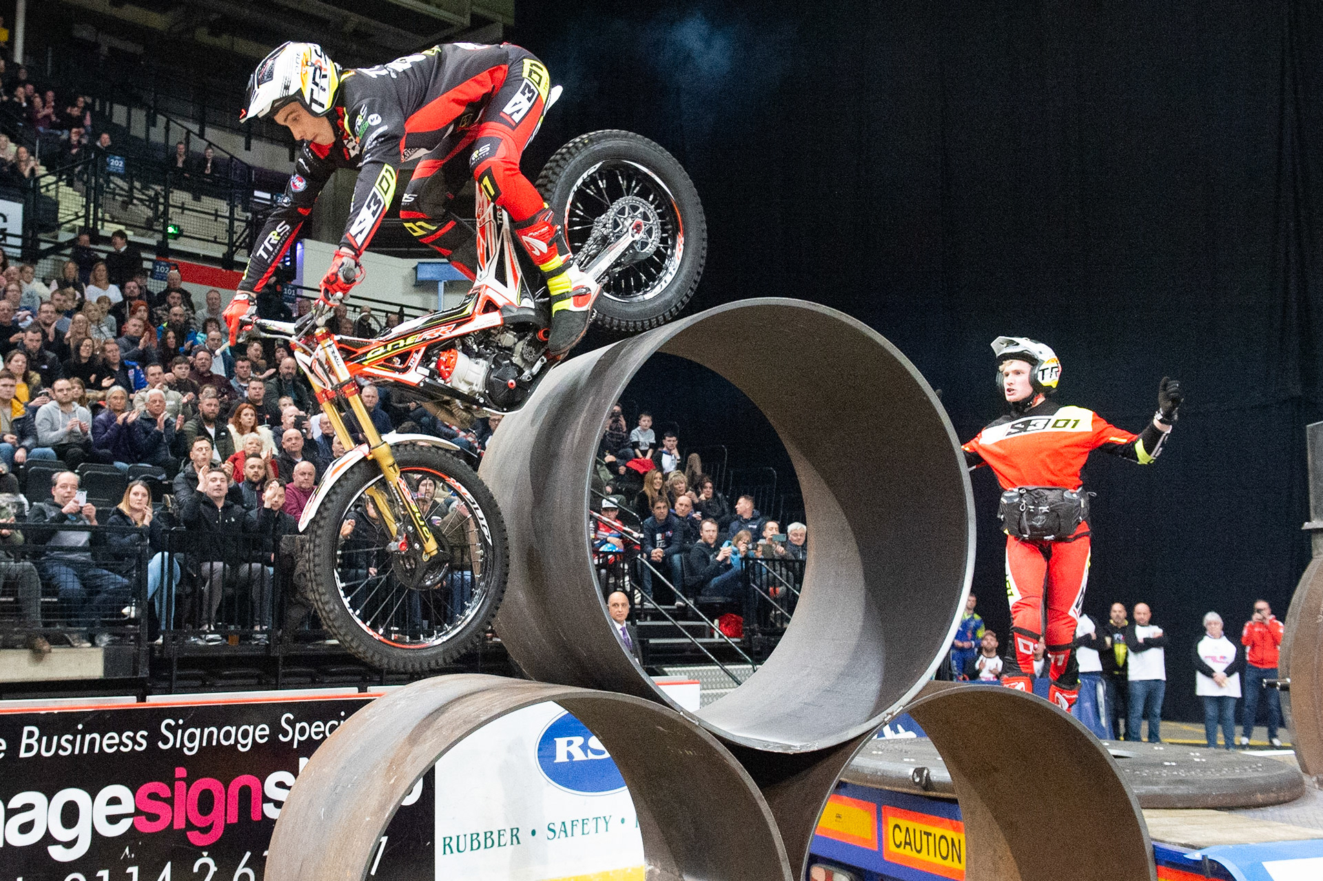 SHEFFIELD, ENGLAND  - DECEMBER 28TH  Toby Martyn, UK (Beta) on Section 1  and becomes the first rider to complete this section during the 25th Anniversary Sheffield Indoor Trial at the FlyDSA Arena, Sheffield on Saturday 28th December 2019. (Credit: Ian Charles | MI News)