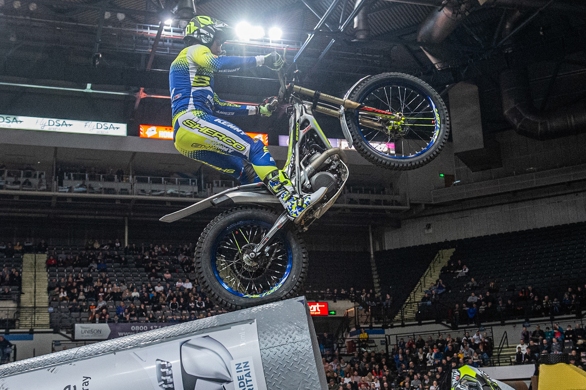 SHEFFIELD, ENGLAND  - DECEMBER 28TH  Jeroni Fajardo, Spain (Sherco) on Section 3  during the 25th Anniversary Sheffield Indoor Trial at the FlyDSA Arena, Sheffield on Saturday 28th December 2019. (Credit: Ian Charles | MI News)