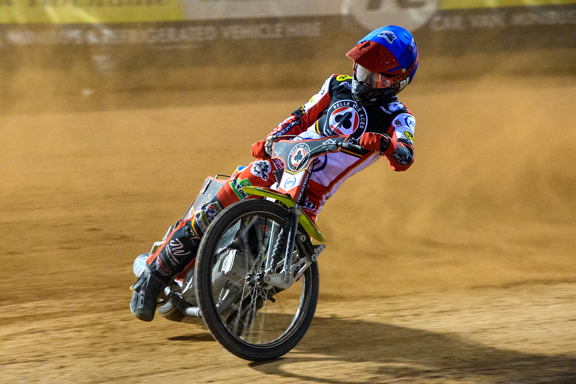 Belle Vue Aces' Tate Zischke in action during the Rowe Motor Oil Premiership match between Belle Vue Aces and Oxford Spires at the National Speedway Stadium, Manchester on Monday 14th April 2025. (Photo: Ian Charles | MI News)