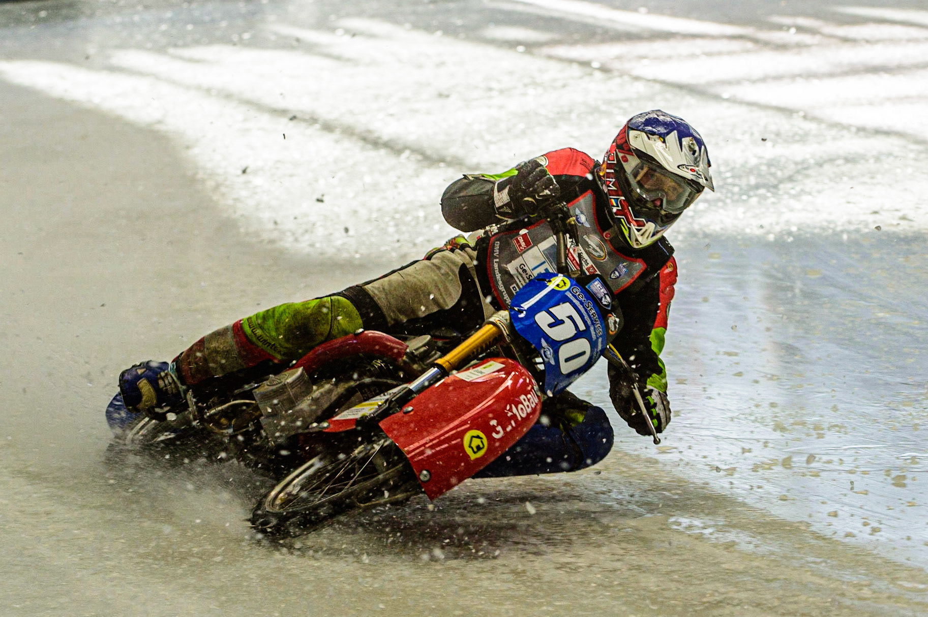 Harald Simon (50) in action during the Ice Speedway Gladiators World Championship Final 1 at Max-Aicher-Arena, Inzell, Germany on Saturday 18th March 2023. (Photo: Ian Charles | MI News)