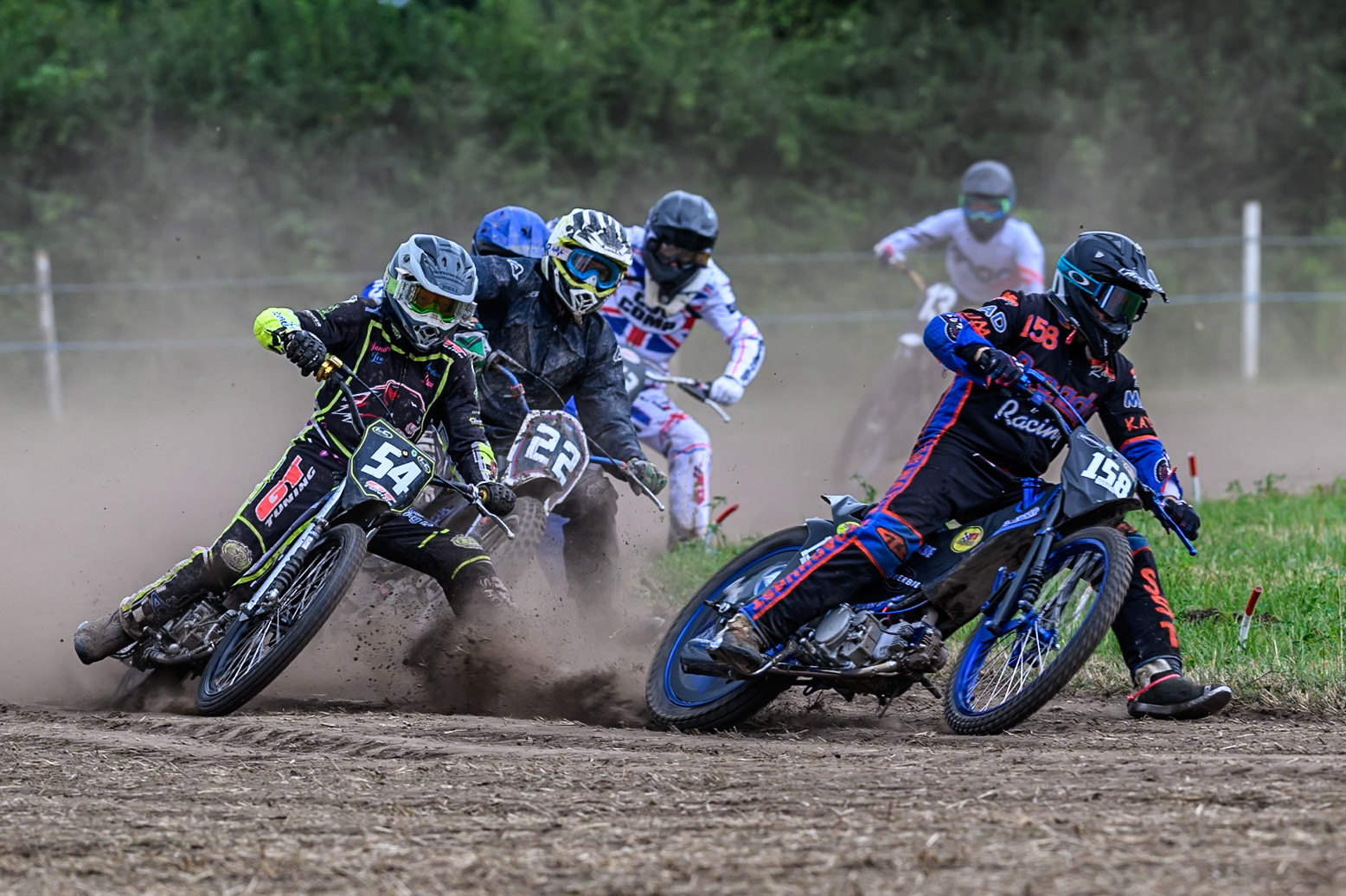 Action from a GT140 heat during the ACU Northern Grass Track Riders Championship at Cheshire Grass Track Club, Frog Lane, Knutsford, Cheshire on Sunday 20th July 2025. (Photo: Ian Charles | MI News)