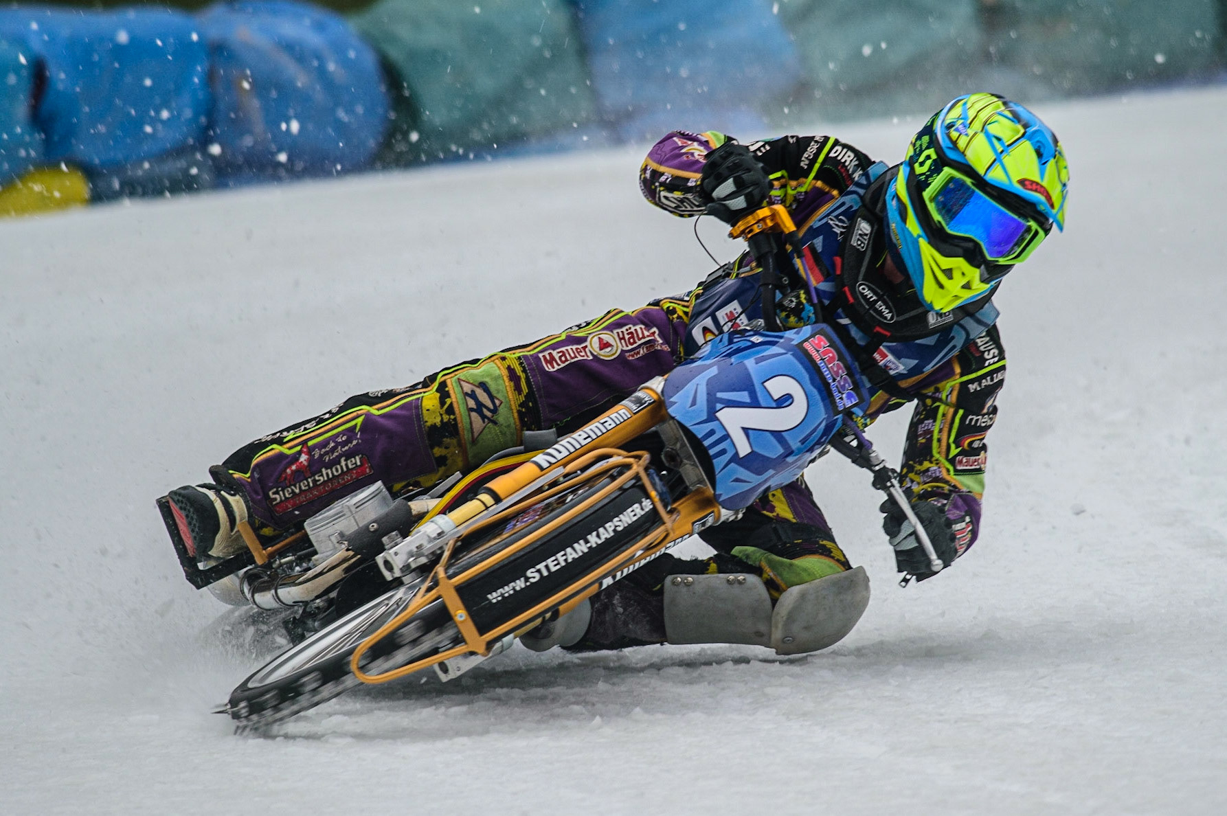 Maximillian Neidermaier practices  during the German Individual Ice Speedway Championship at Horst-Dohm-Eisstadion, Berlin on Friday 3rd March 2023. (Photo: Ian Charles | MI News)