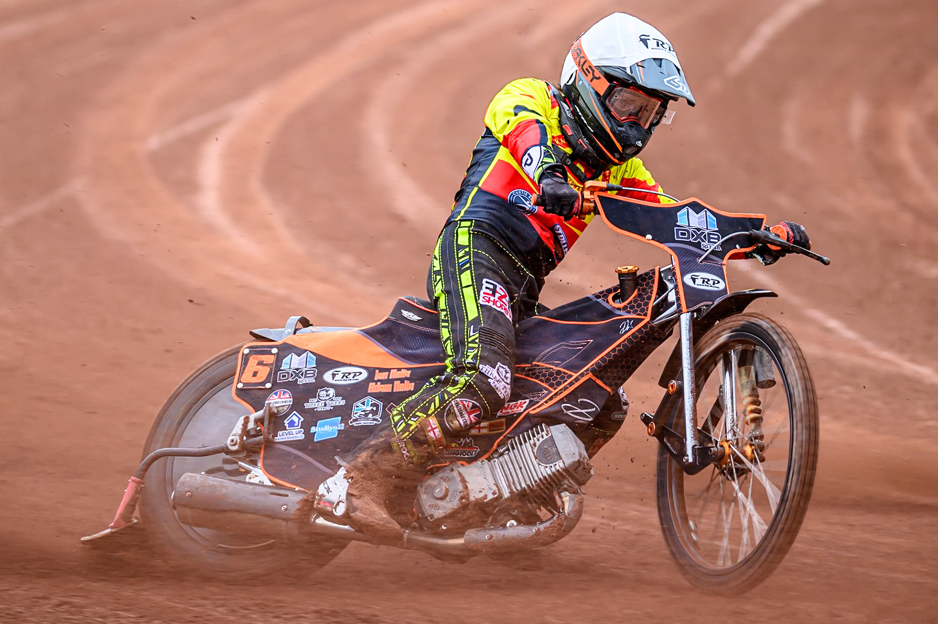 Birmingham Brummies' Guest Rider Jack Smith in action during the Rowe Motor Oil Premiership match between Belle Vue Aces and Birmingham Brummies at the National Speedway Stadium, Manchester on Monday 7th July 2025. (Photo: Ian Charles | MI News)