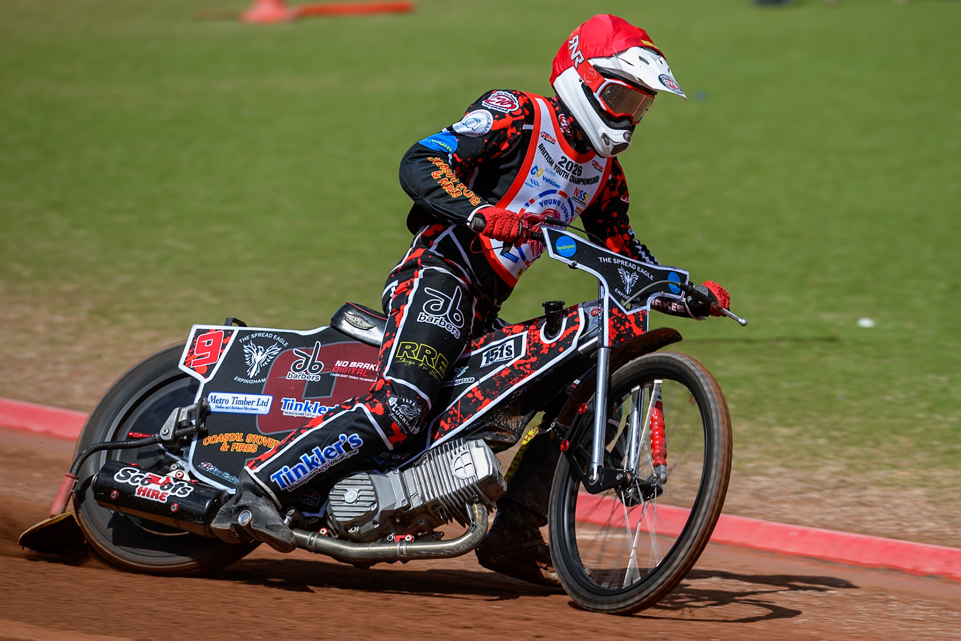 BRITISH YOUTH CHAMPIONSHIP (500cc): Dylan Huthwaite (9)  in action during the British Youth Speedway Championship at the National Speedway Stadium, Manchester on Sunday 10th May 2026. (Photo: Ian Charles | MI News)