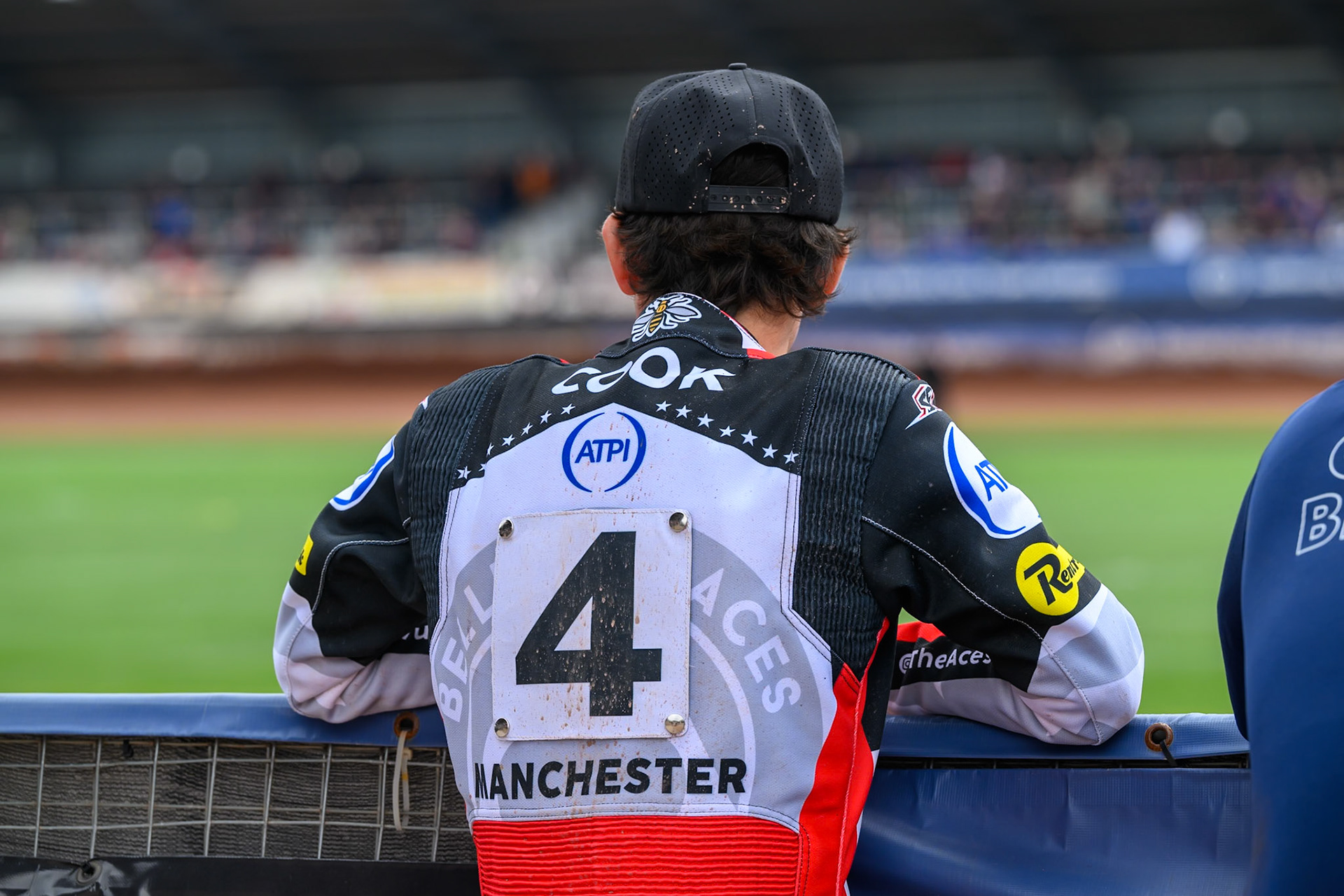 Zach Cook of Belle Vue Aces  watches the track prep during the Rowe Motor Oil Premiership match between Belle Vue Aces and Northampton Foxes at the National Speedway Stadium, Manchester on Monday 4th May 2026. (Photo: Ian Charles | MI News)