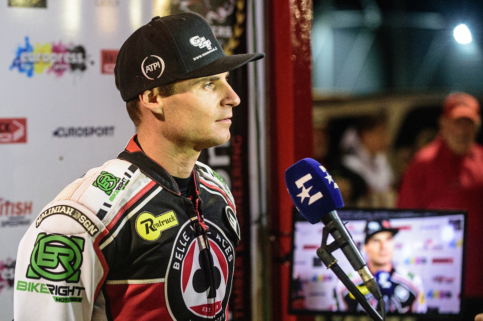 PETERBOROUGH, UK. OCT 14TH Steve Worrall   gives an interview to Eurosport during the SGB Premiership Grand Final 2nd leg between Peterborough and Belle Vue Aces at East of England Showground, Peterborough on Thursday 14th October 2021. (Credit: Ian Charles | MI News)